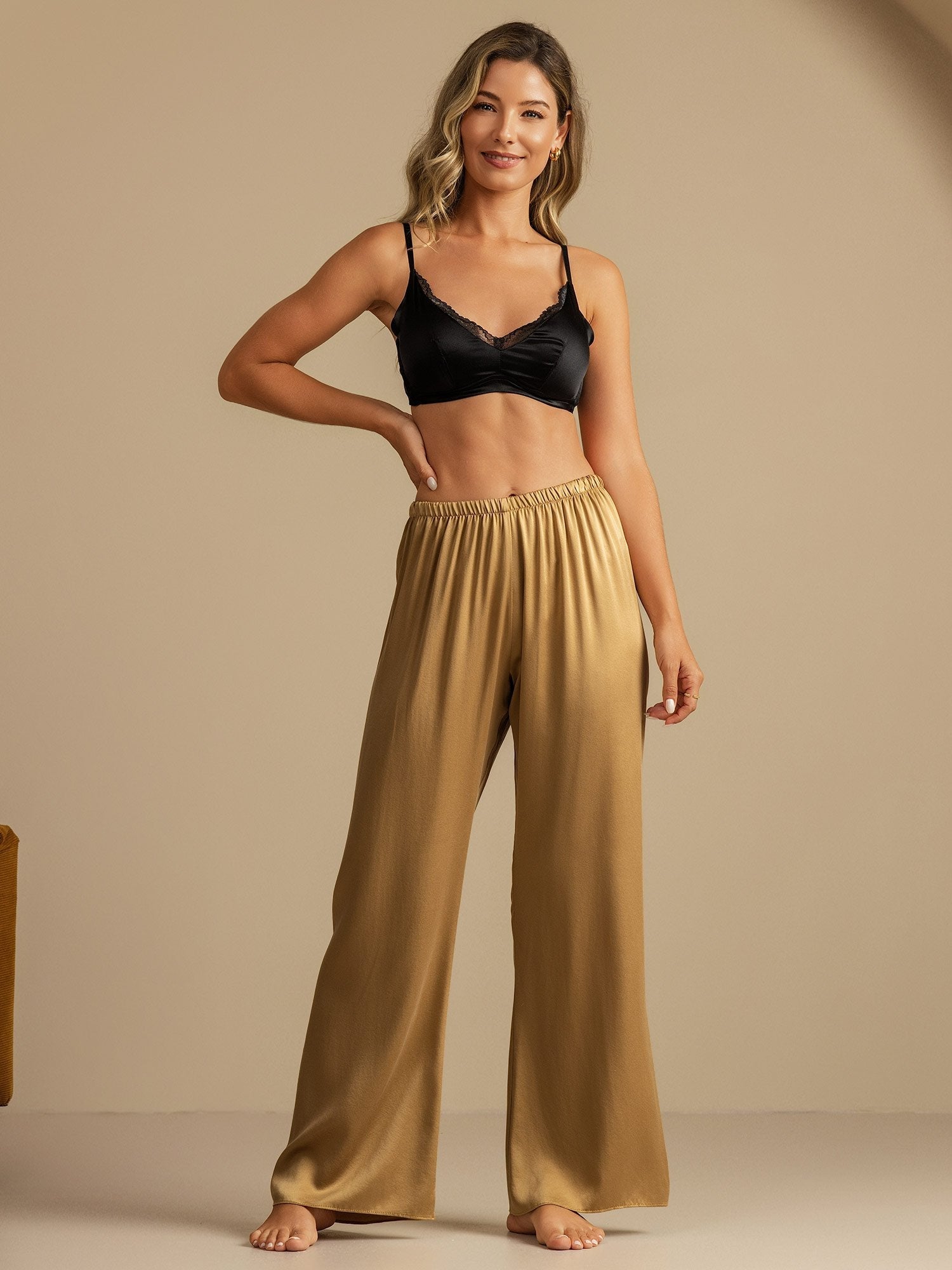 Clare | Wide-Leg Silk Trousers
