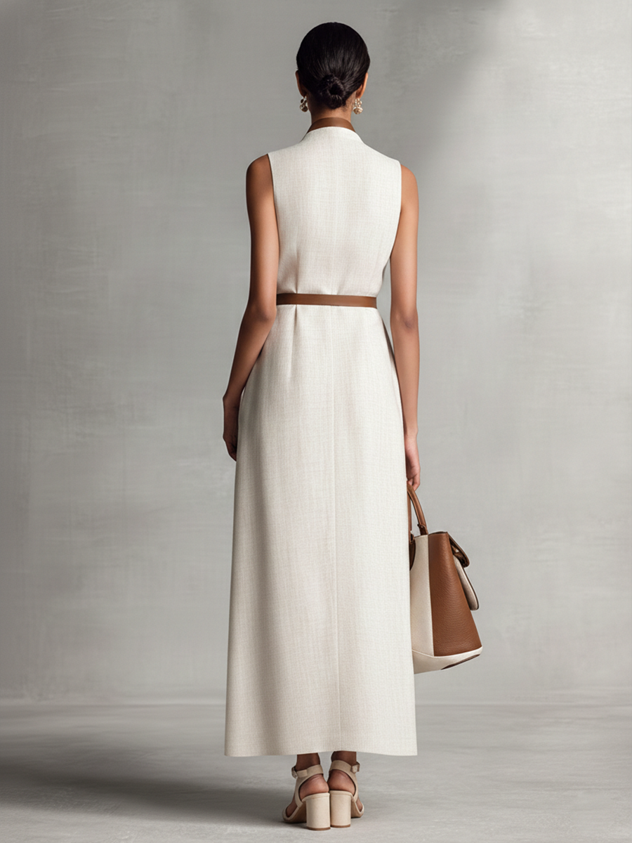 Bella | Sleeveless V-Neck Tie-Waist Cotton