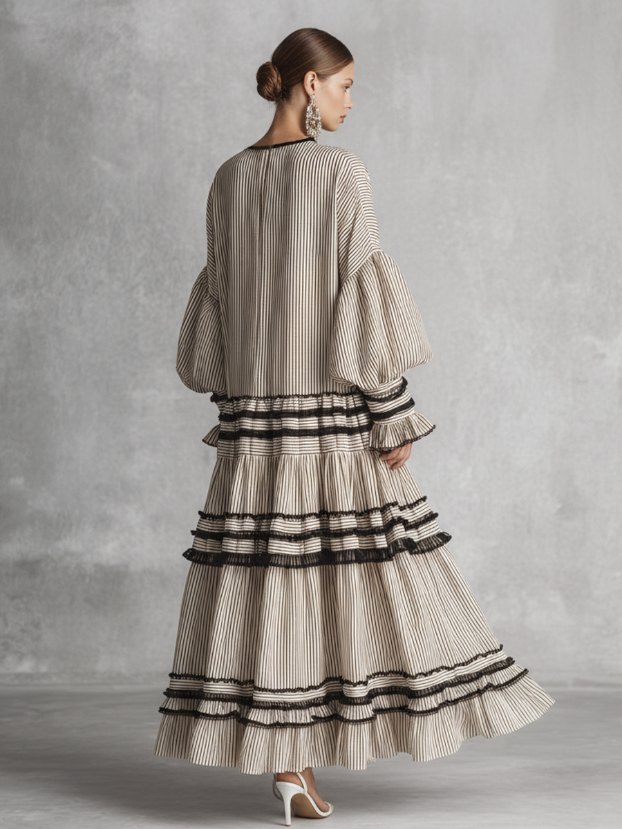 Aria | Boho Striped Ruffle Tiered