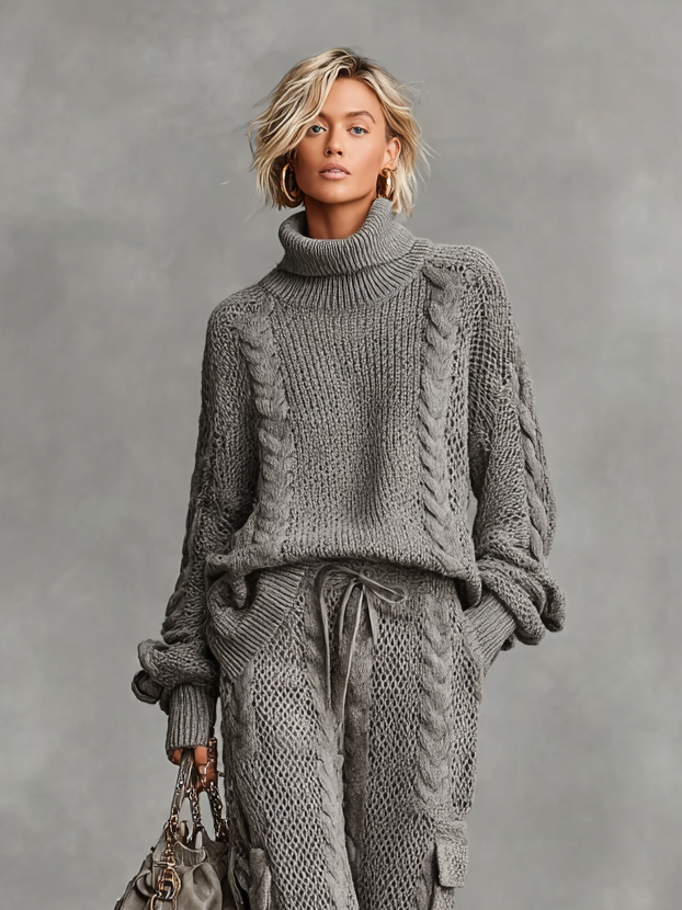 Leah | Casual Cable Knit Turtleneck