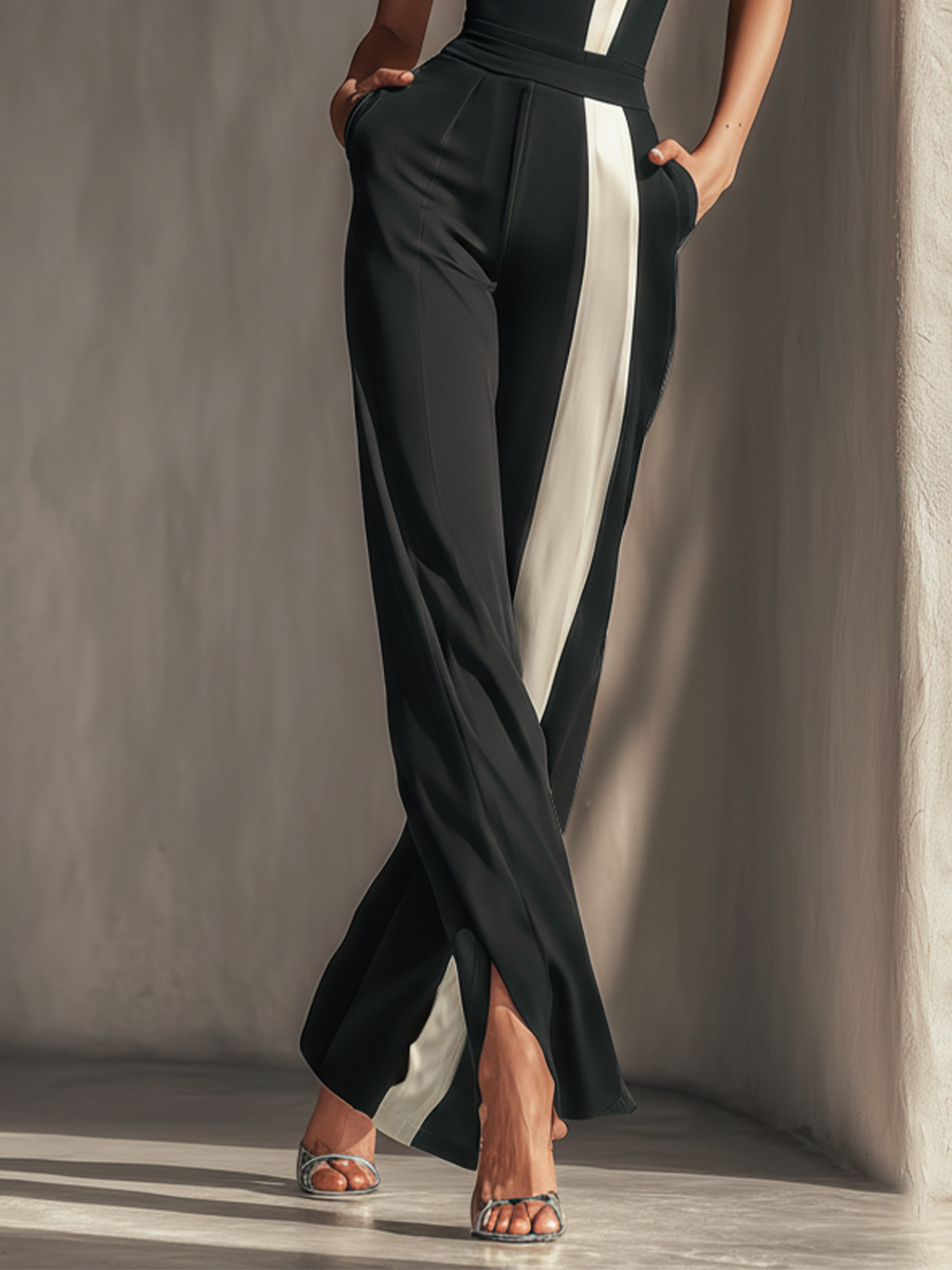 Julia | Black Strapless Jumpsuit Contrast