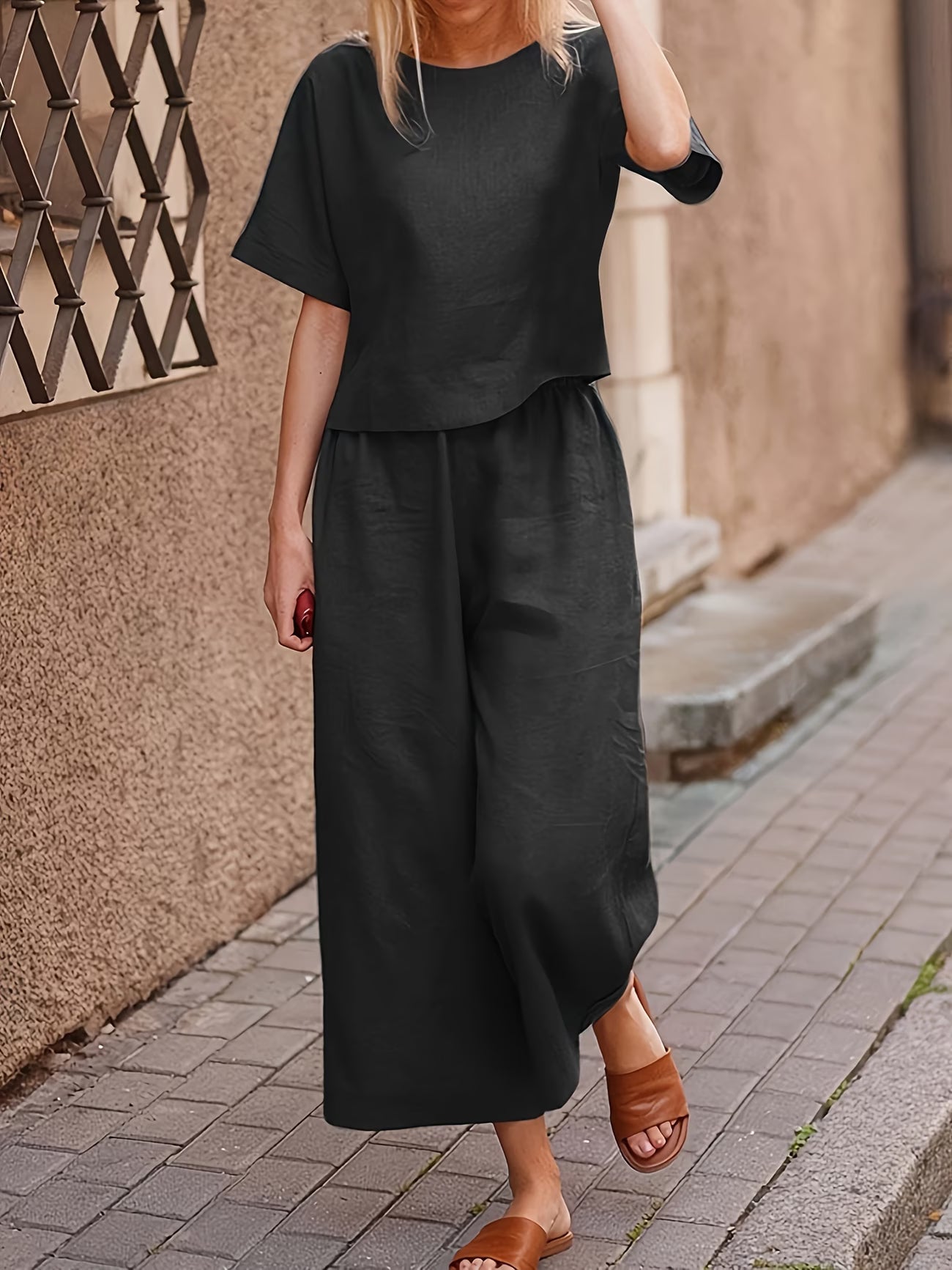 Elena™ | Elegant Solid Wide-Leg Pantsuit
