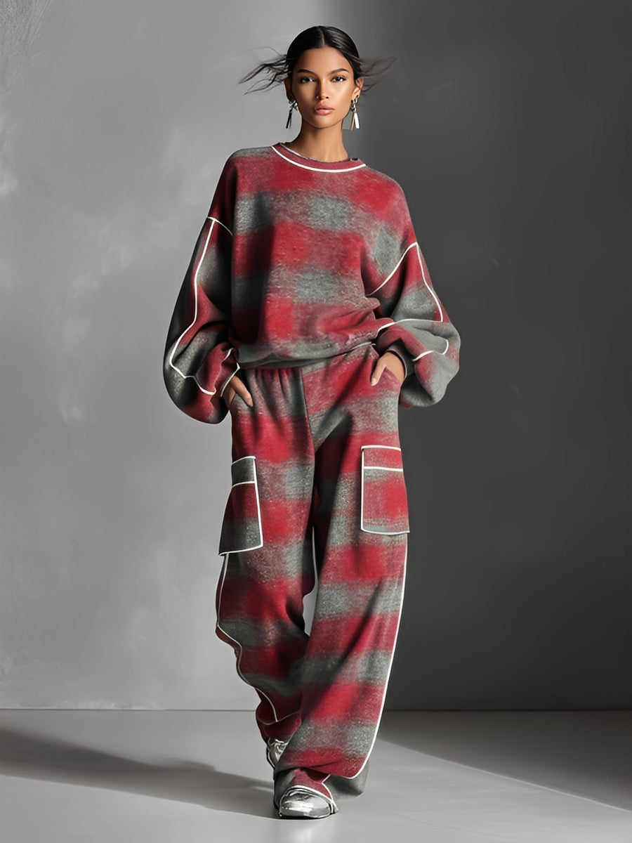 Imogen | Red Gray Plaid Brushed