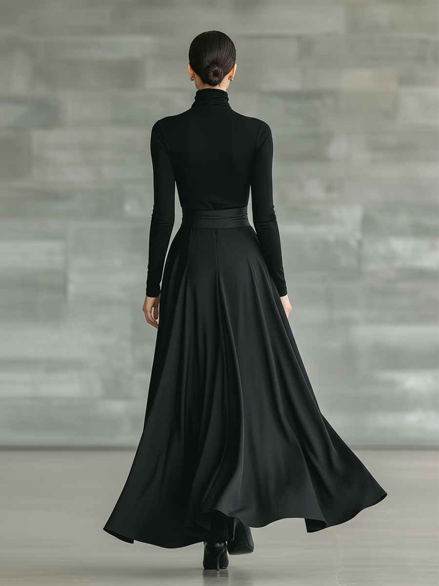 Emma | Black High-Neck High-Stretch Knitted