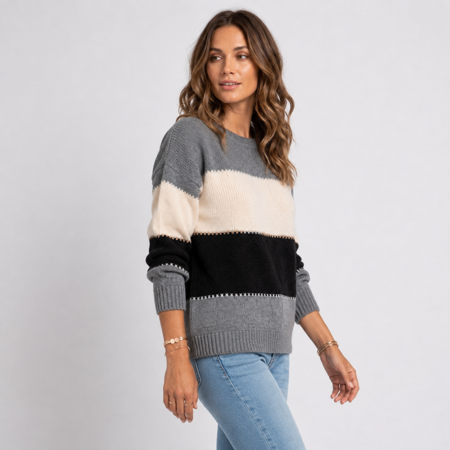 Elise Moretti | Colour Block Knit Sweater For Women