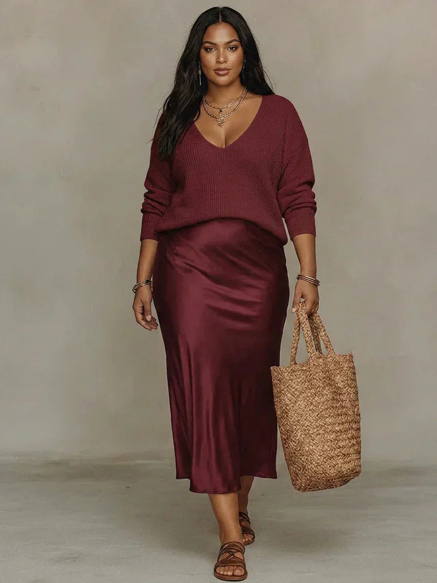 Alessia | Elegant Satin Midi Dress