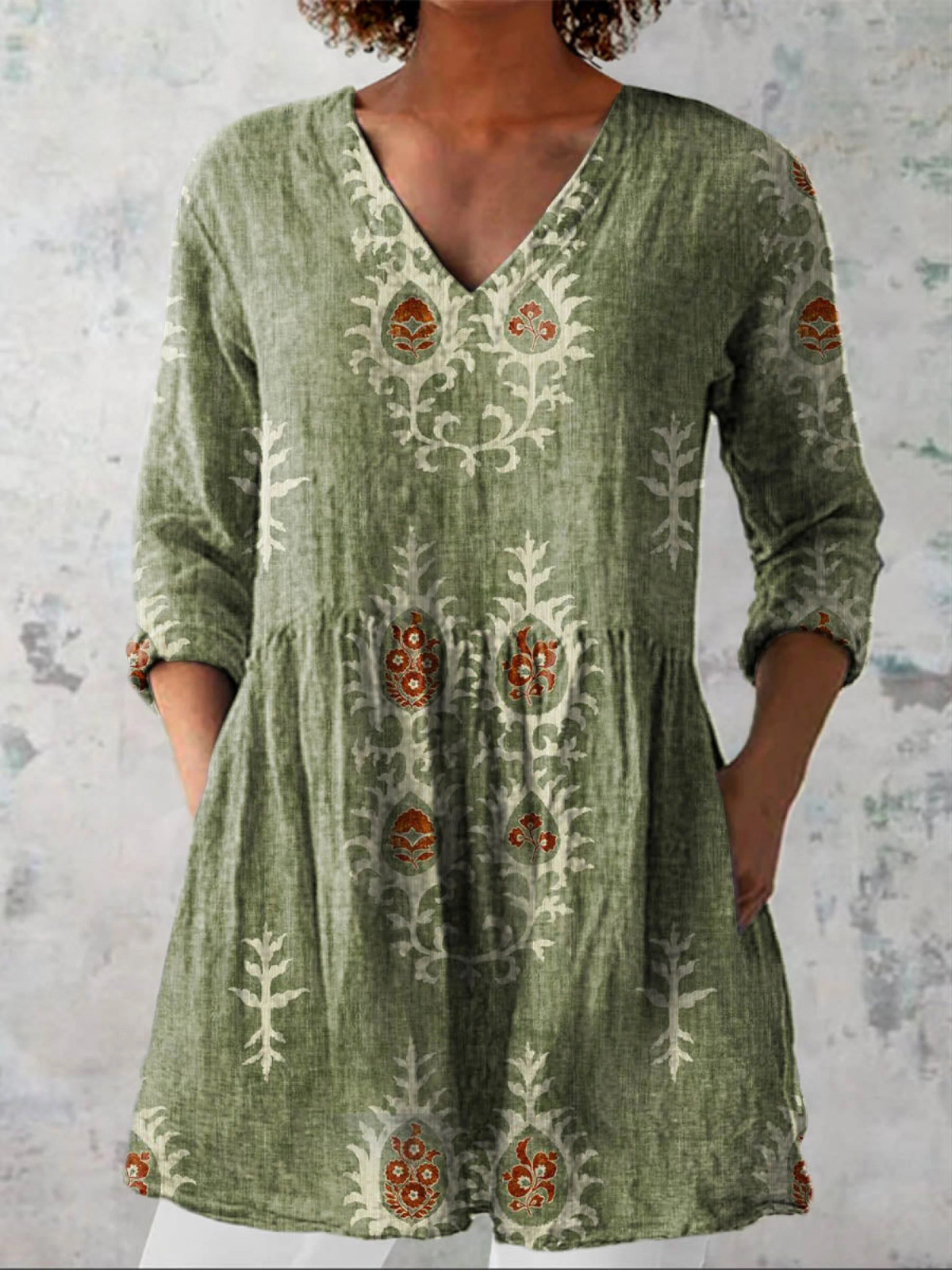 Elise™ | Long Blouse with V-Neck