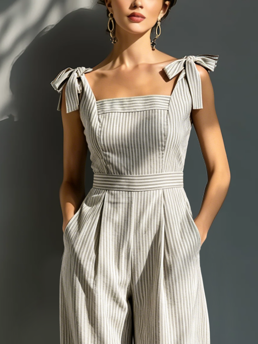 Jill | Beige & White Striped