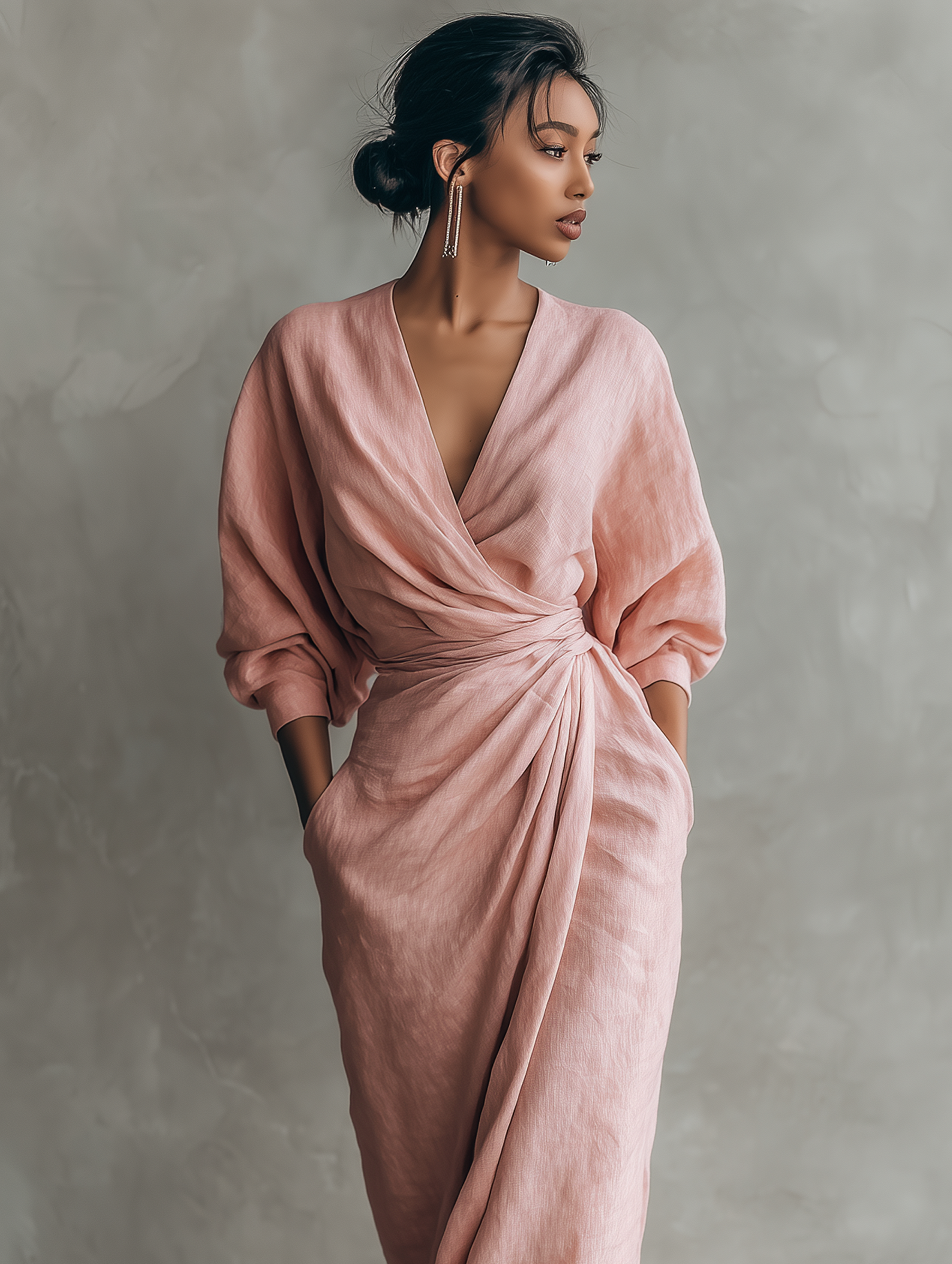 Alice | Pink V-neck Linen Blend
