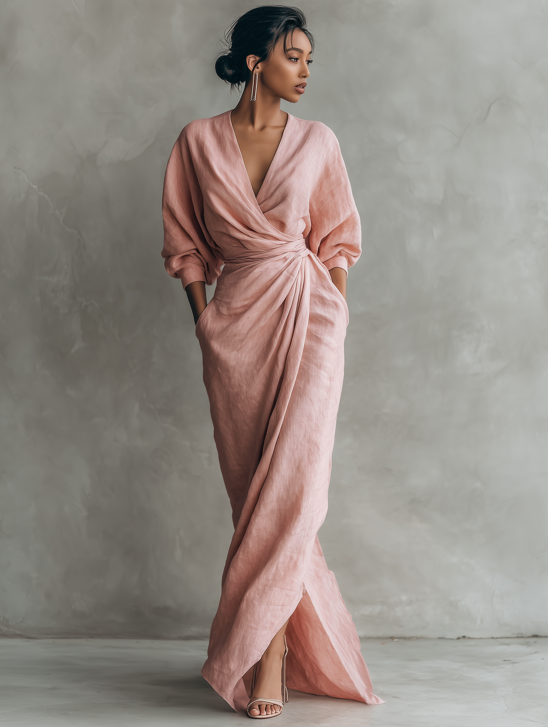 Alice | Pink V-neck Linen Blend