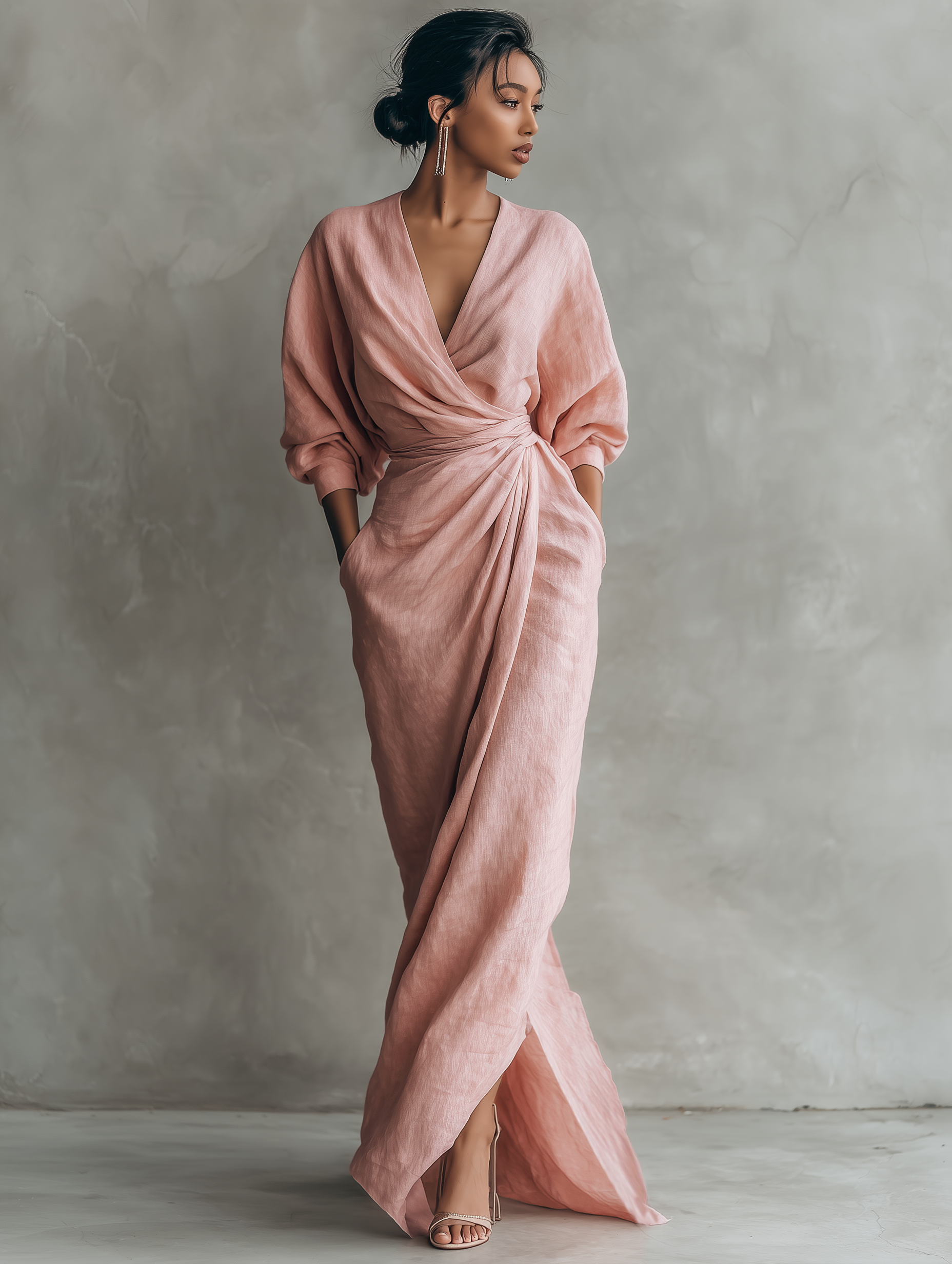 Alice | Pink V-neck Linen Blend