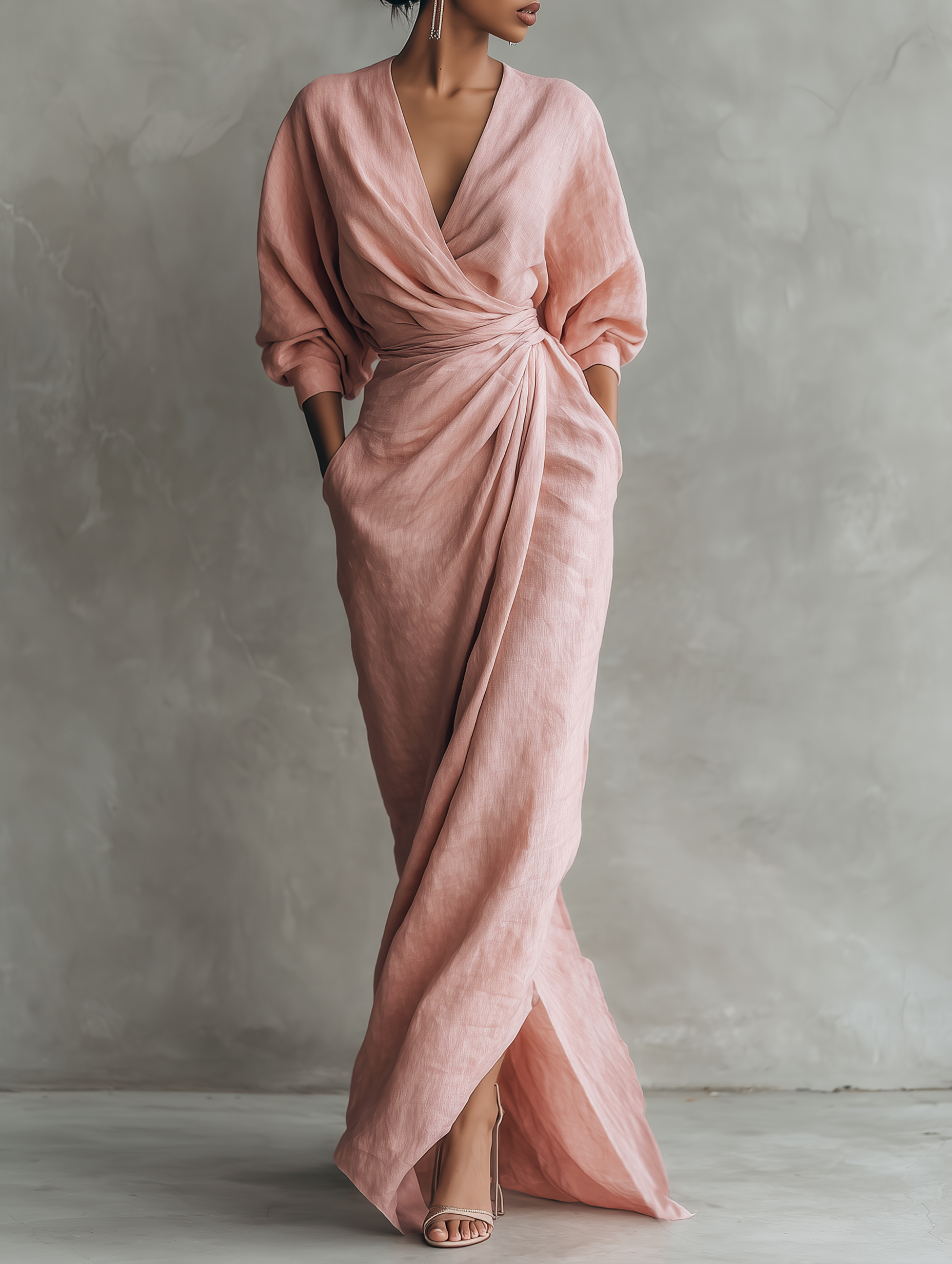 Alice | Pink V-neck Linen Blend