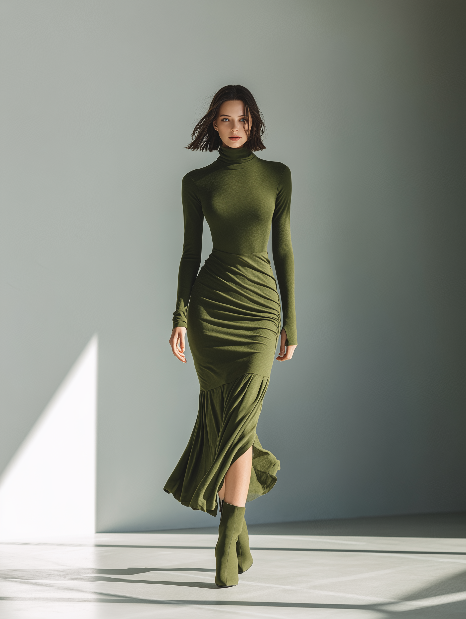 Nancy | Army Green Stretch Knit