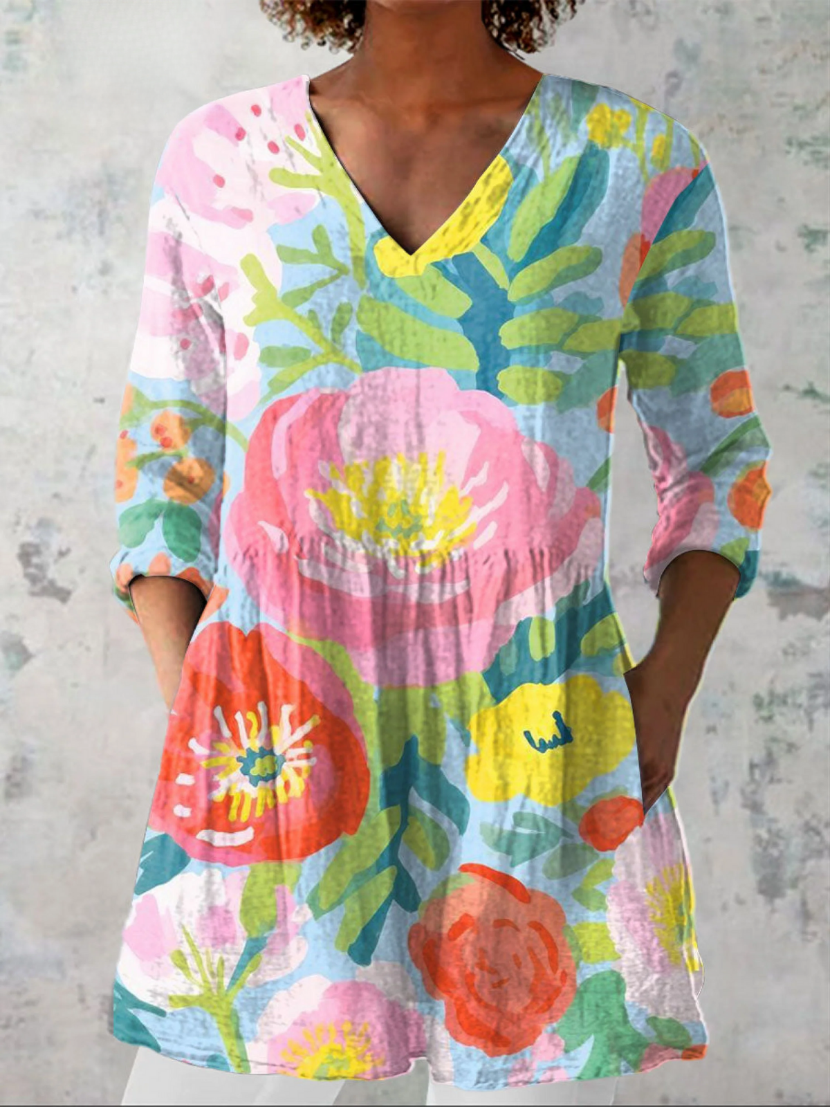 Helene™ | Long Blouse with V-Neck