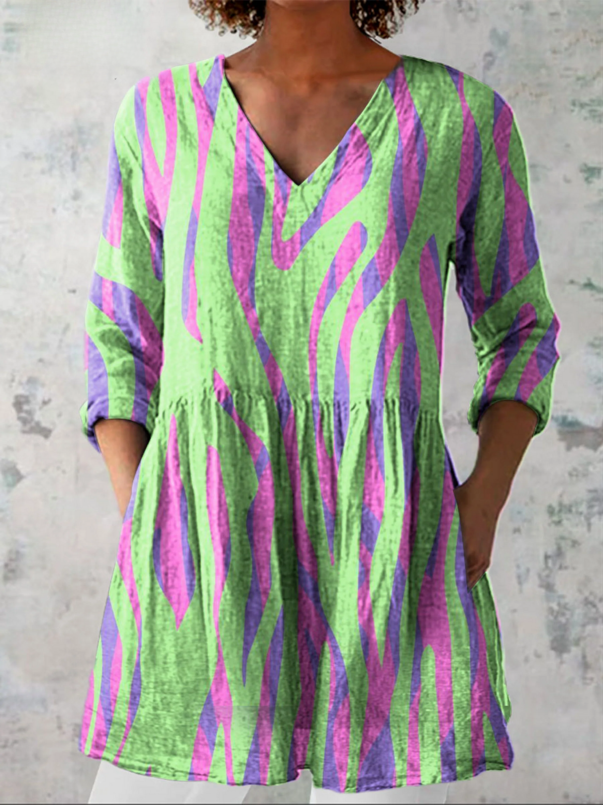 Oceane™ | Long Blouse with V-Neck