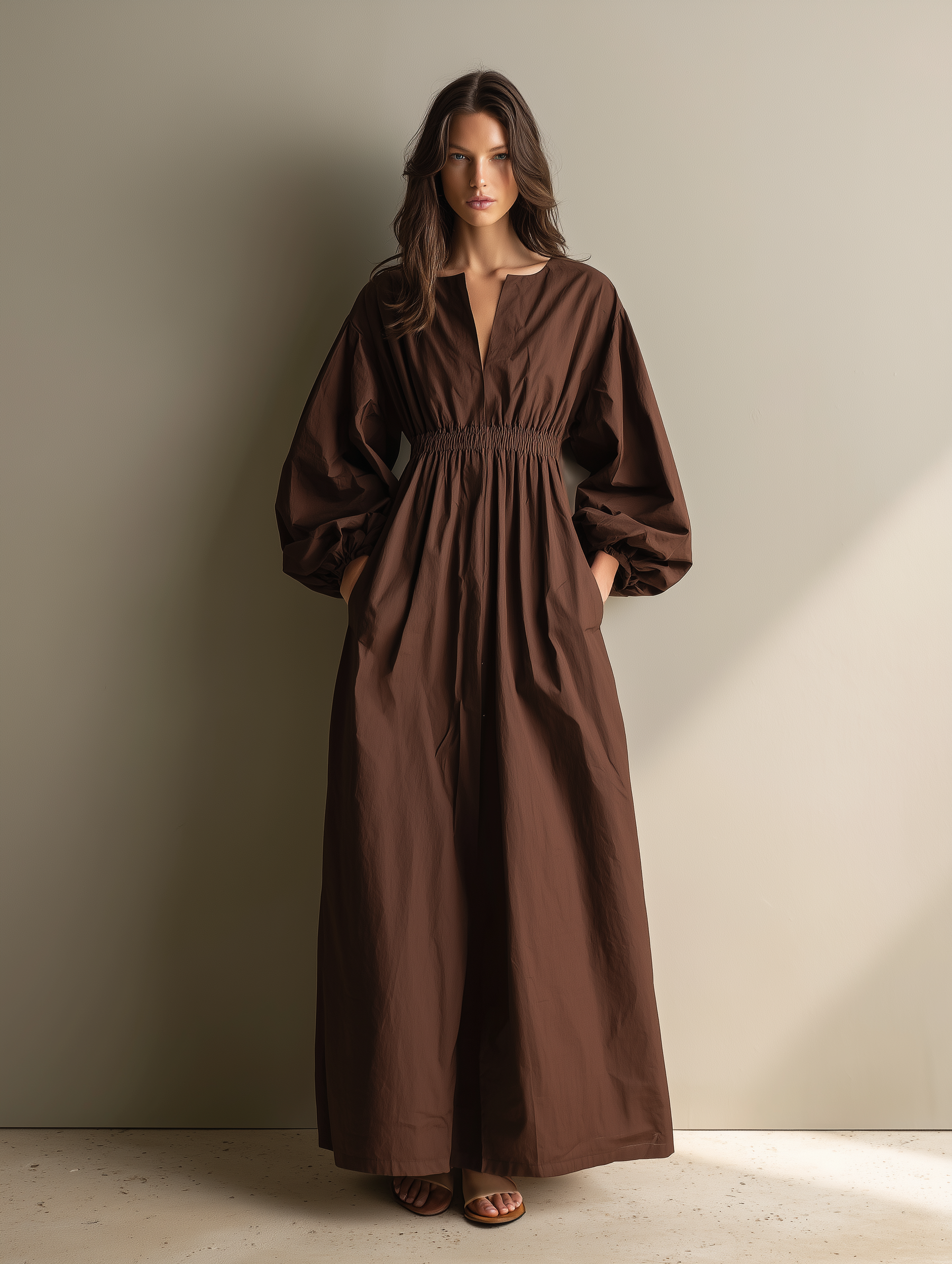 Jasmine | Casual Brown Cotton Linen