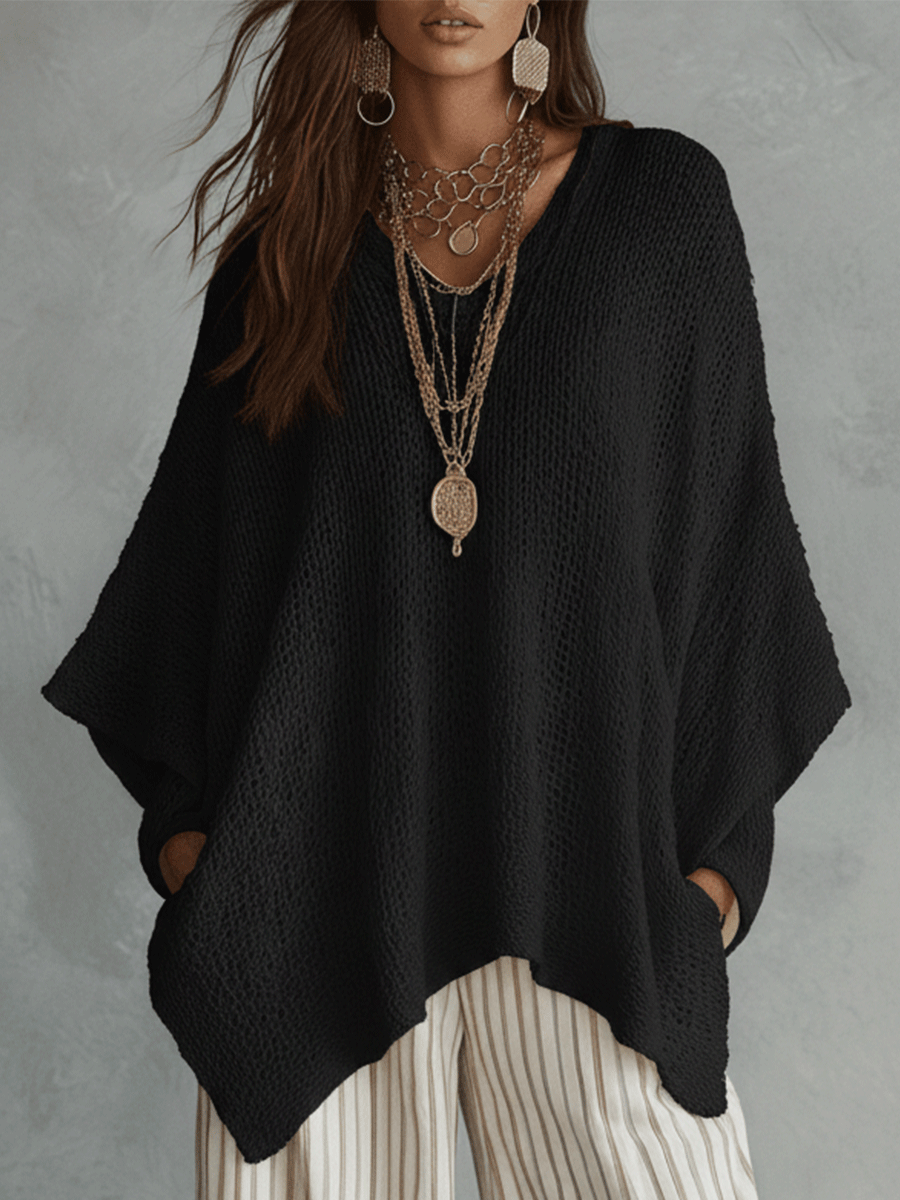 Katherine | Effortless Neutral Bohemian Pullover Knit Top