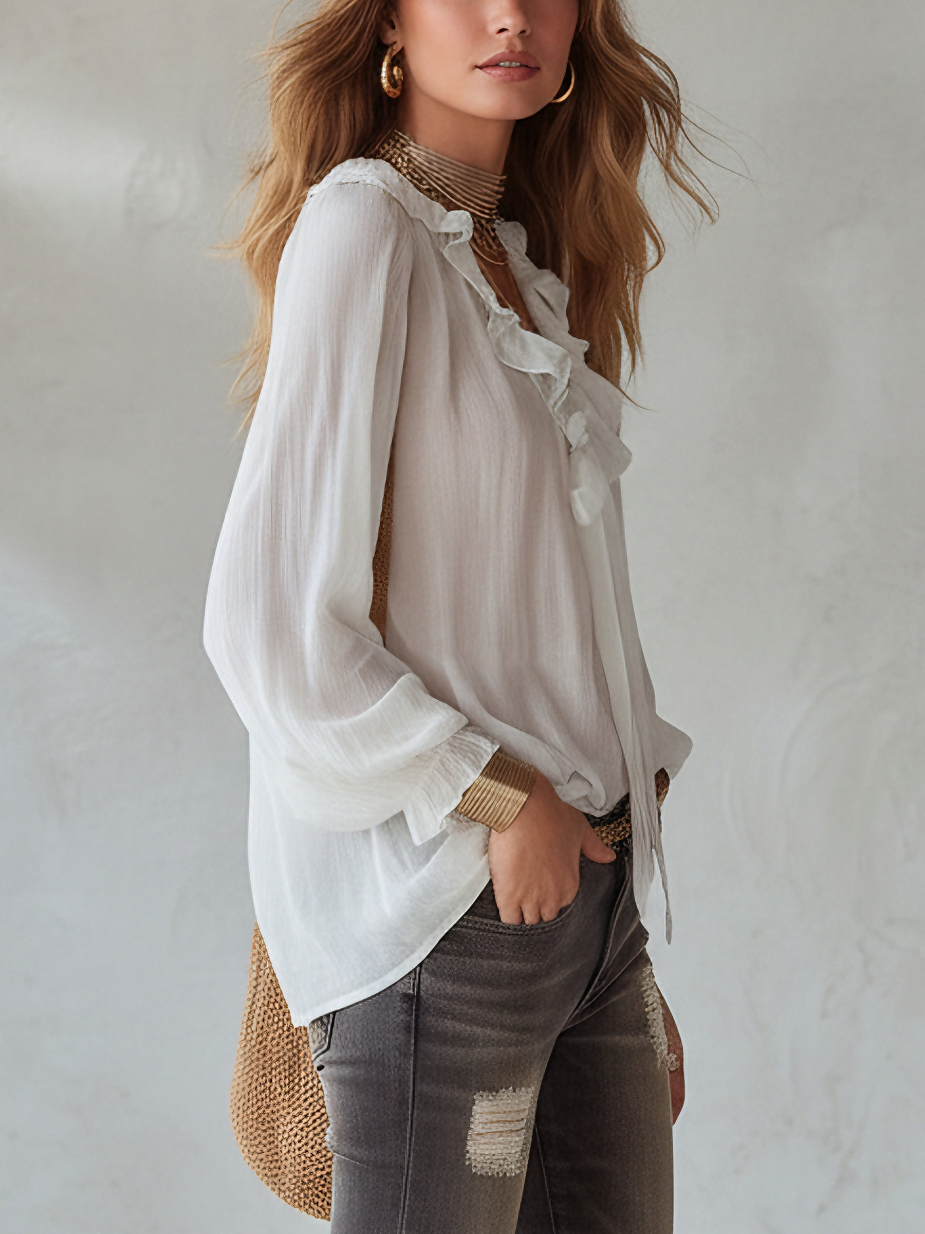 Beatrice | Ethereal Ruffled Chiffon Blouse