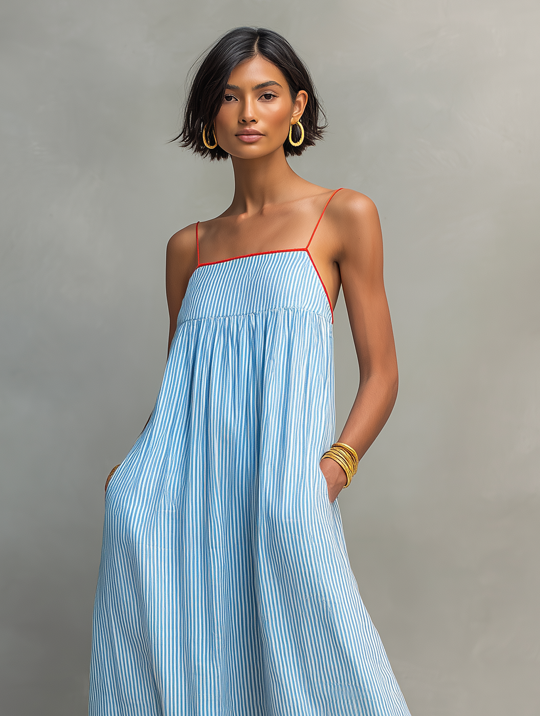 Abigail | Striped Maxi Dress Red
