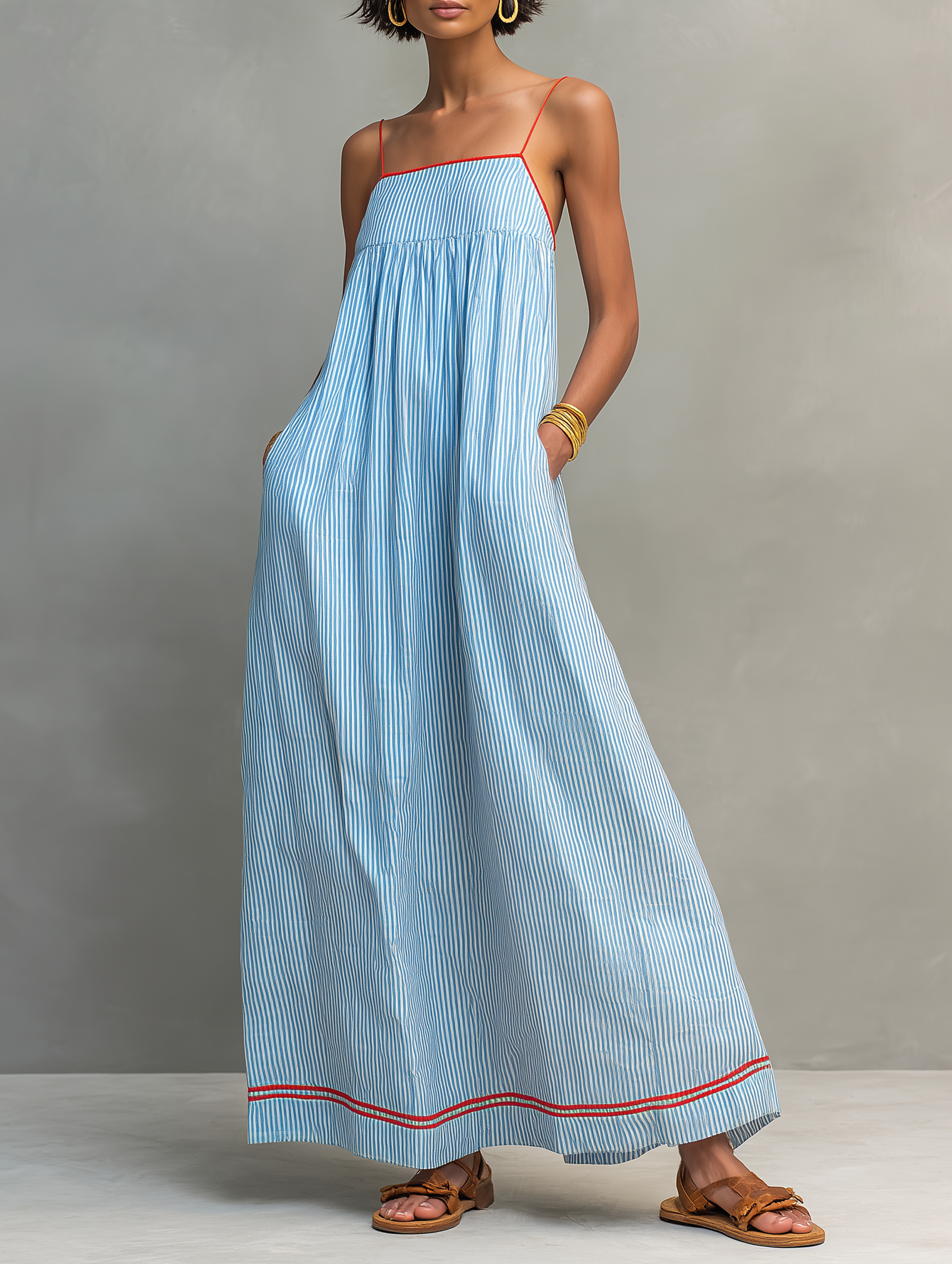 Abigail | Striped Maxi Dress Red