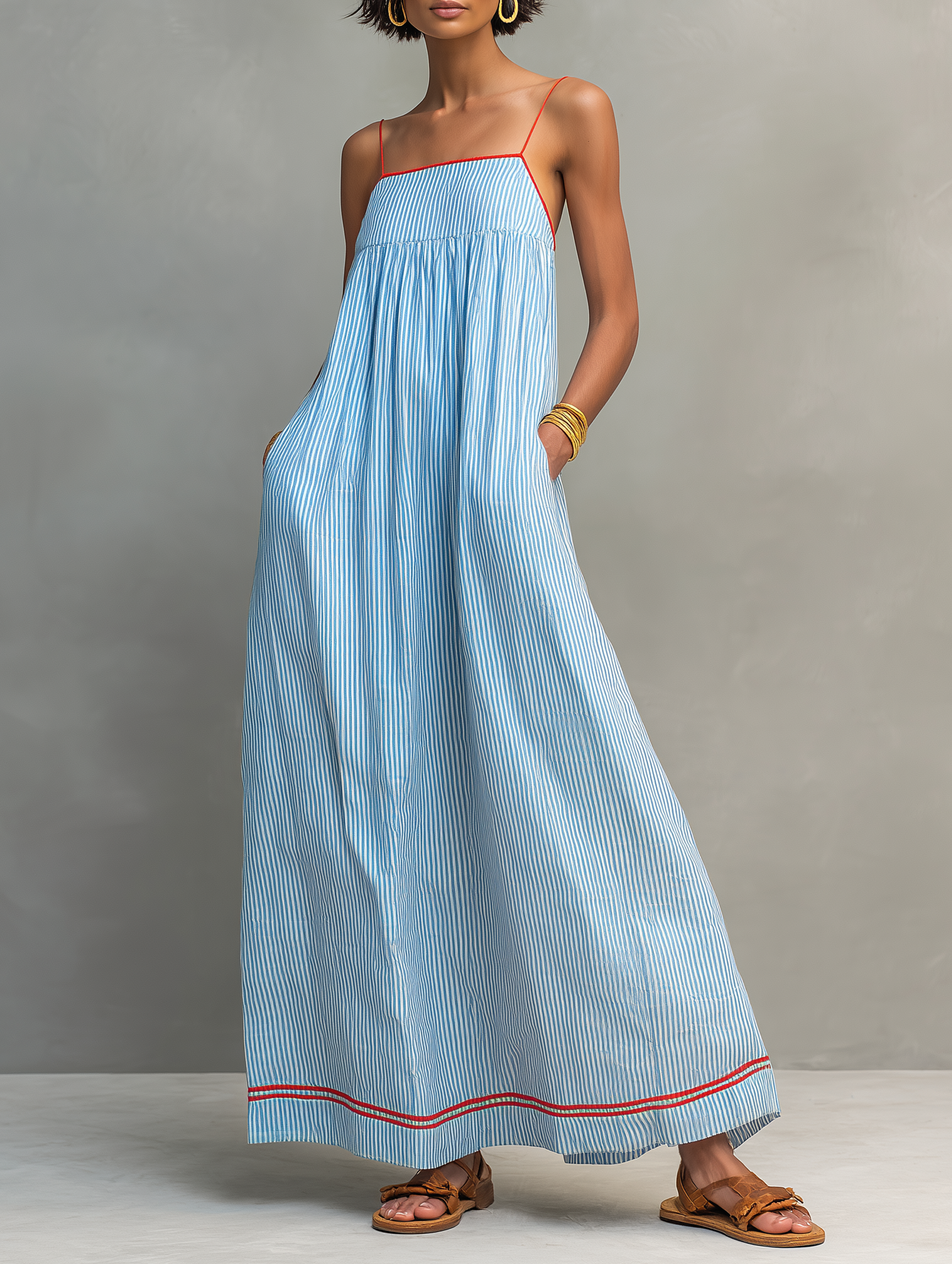 Abigail | Striped Maxi Dress Red
