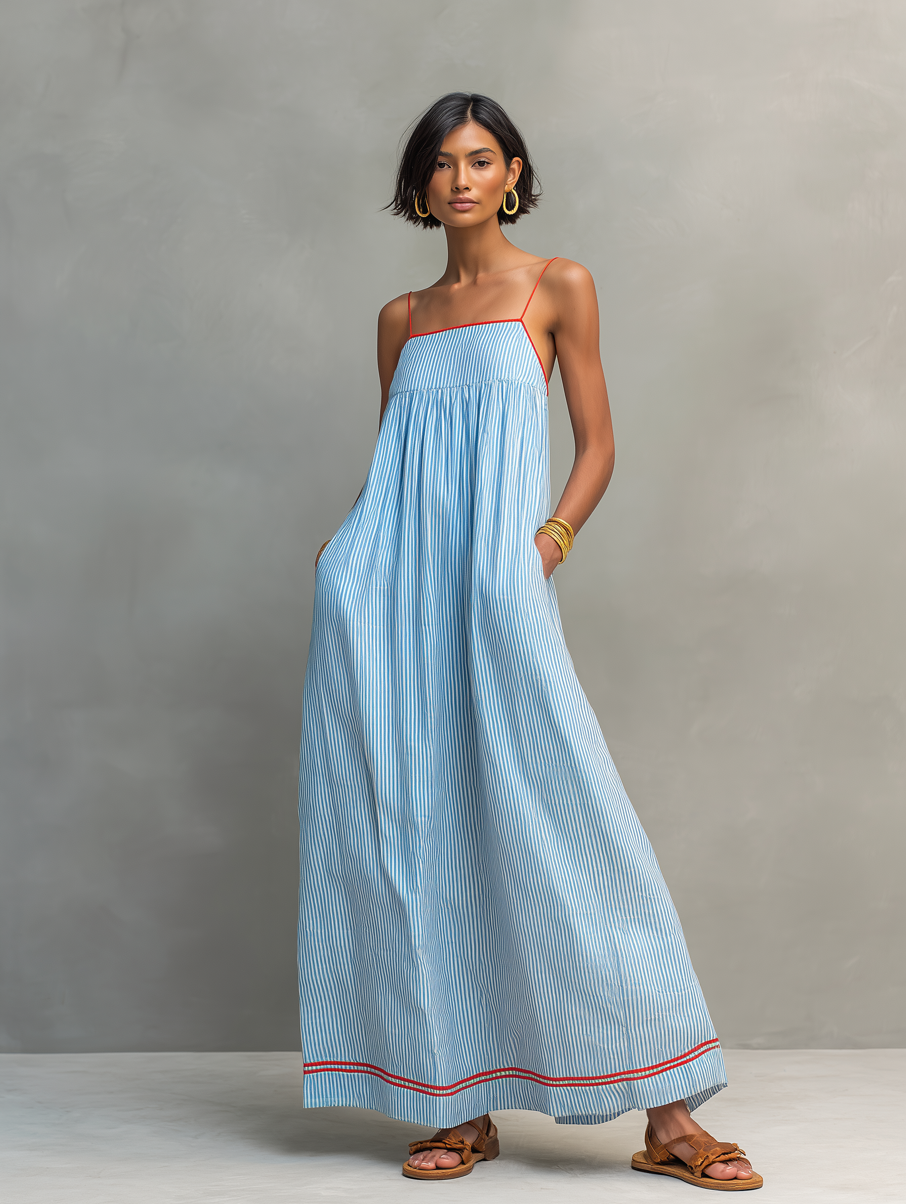 Abigail | Striped Maxi Dress Red