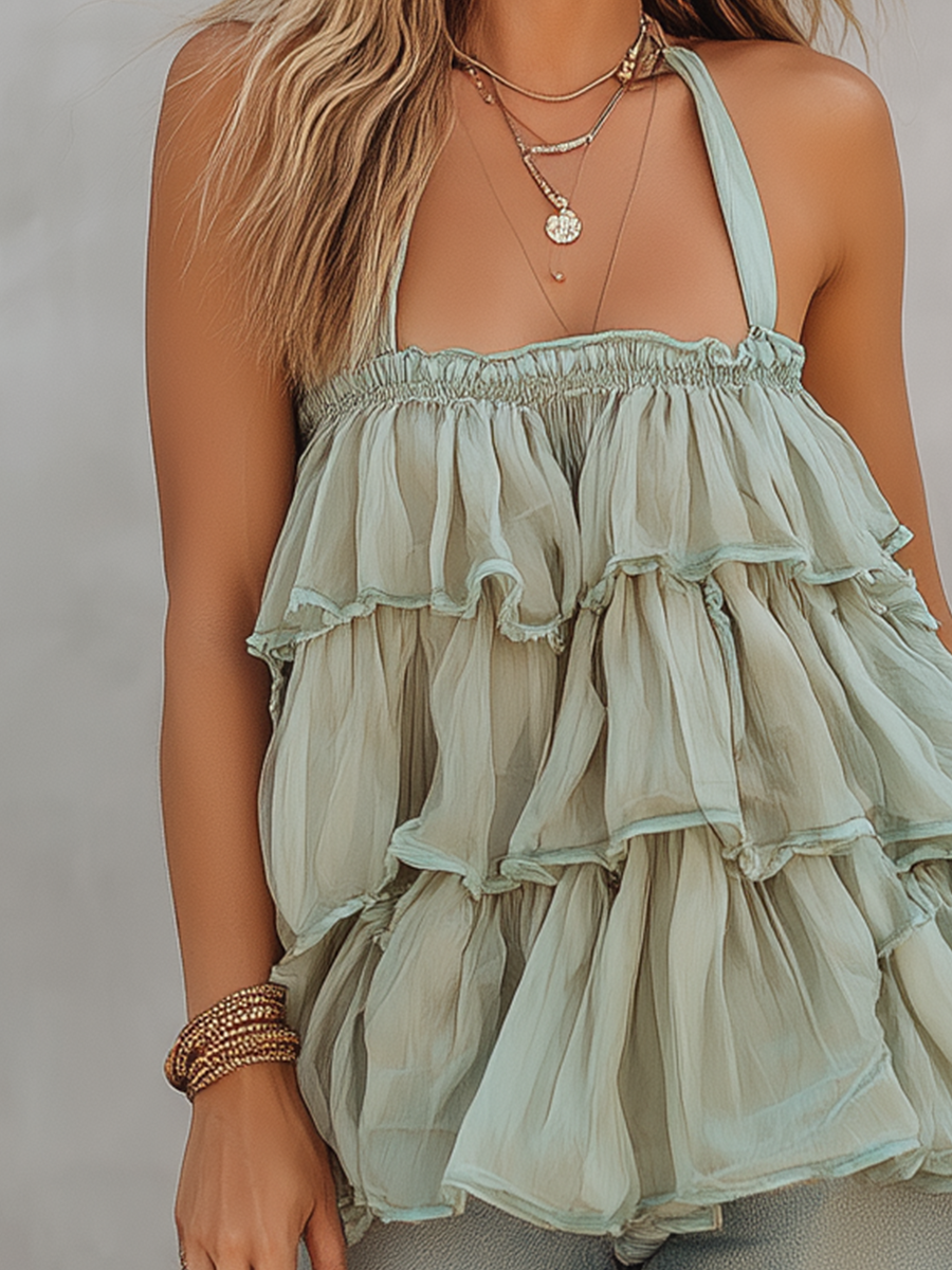 Zelda | Delicate Tiered Ruffle Cami Top