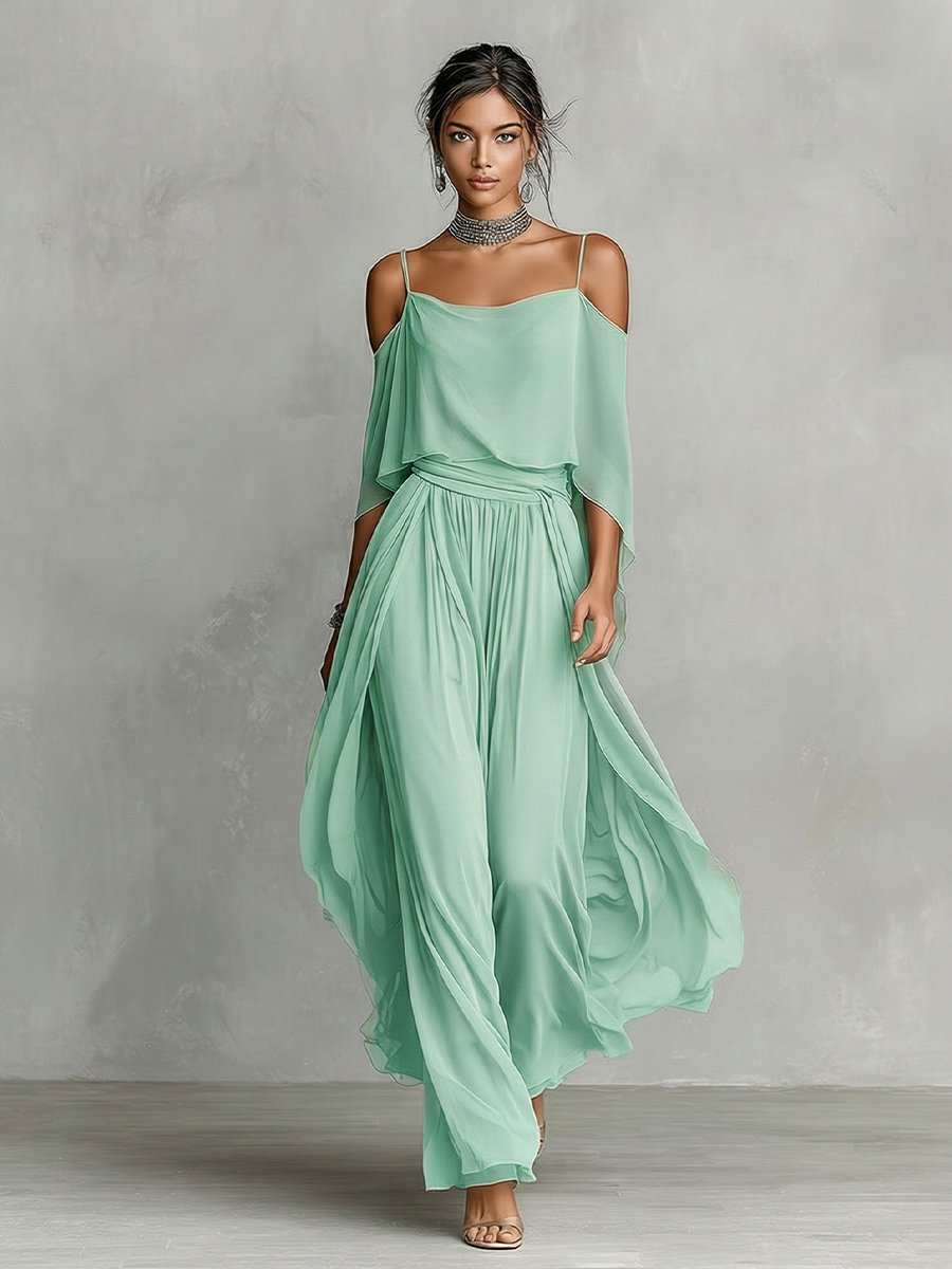 Beatrice | Grey Breathable Chiffon Set
