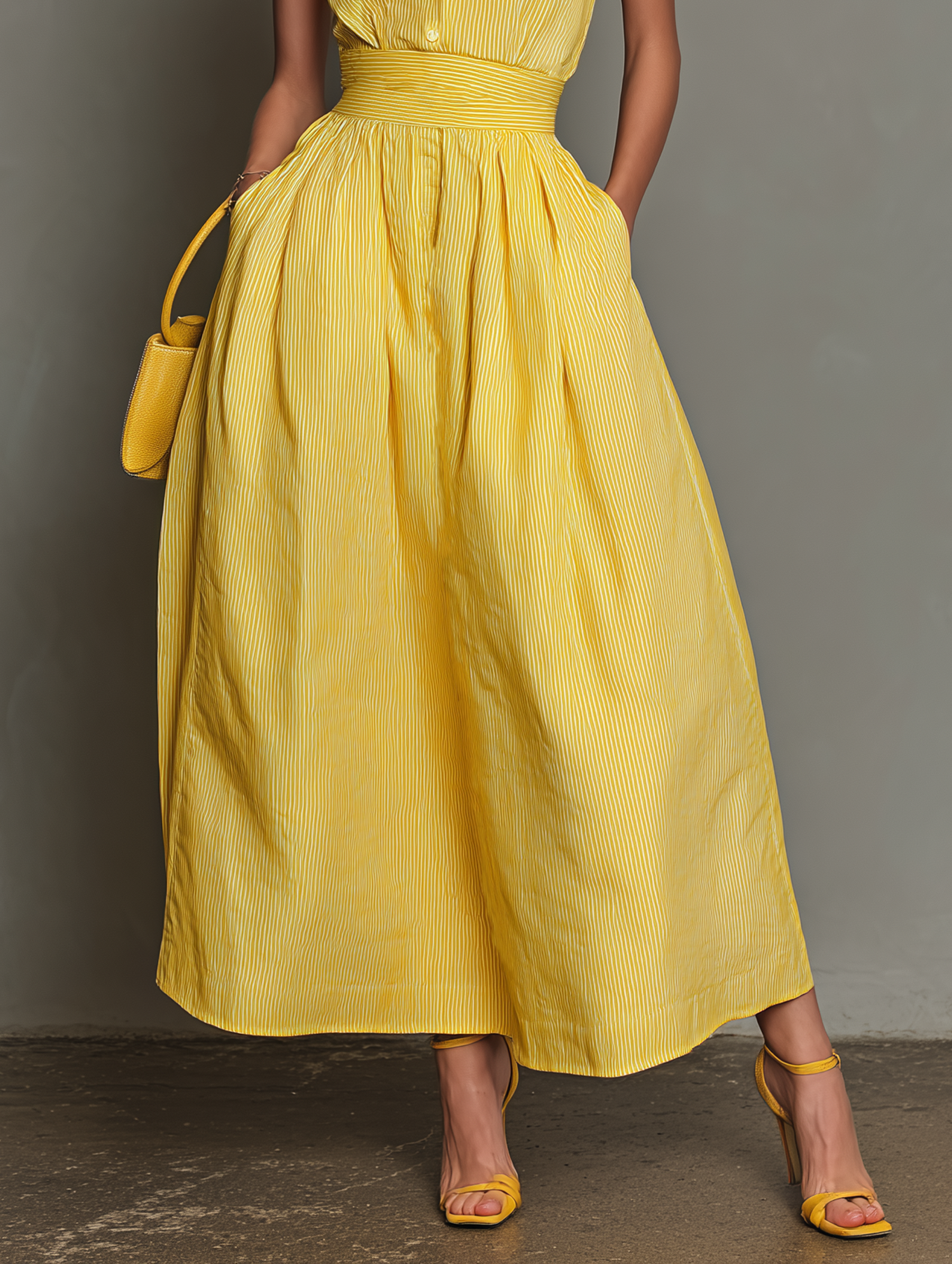 Briar | Striped Lapel Sleeveless Maxi