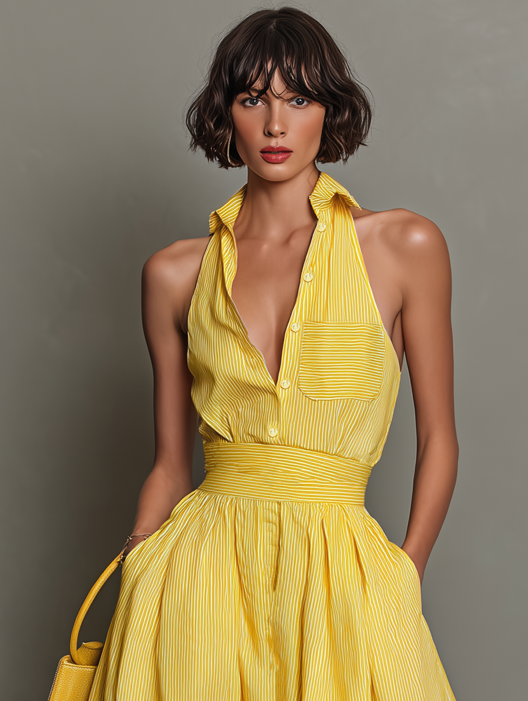 Briar | Striped Lapel Sleeveless Maxi
