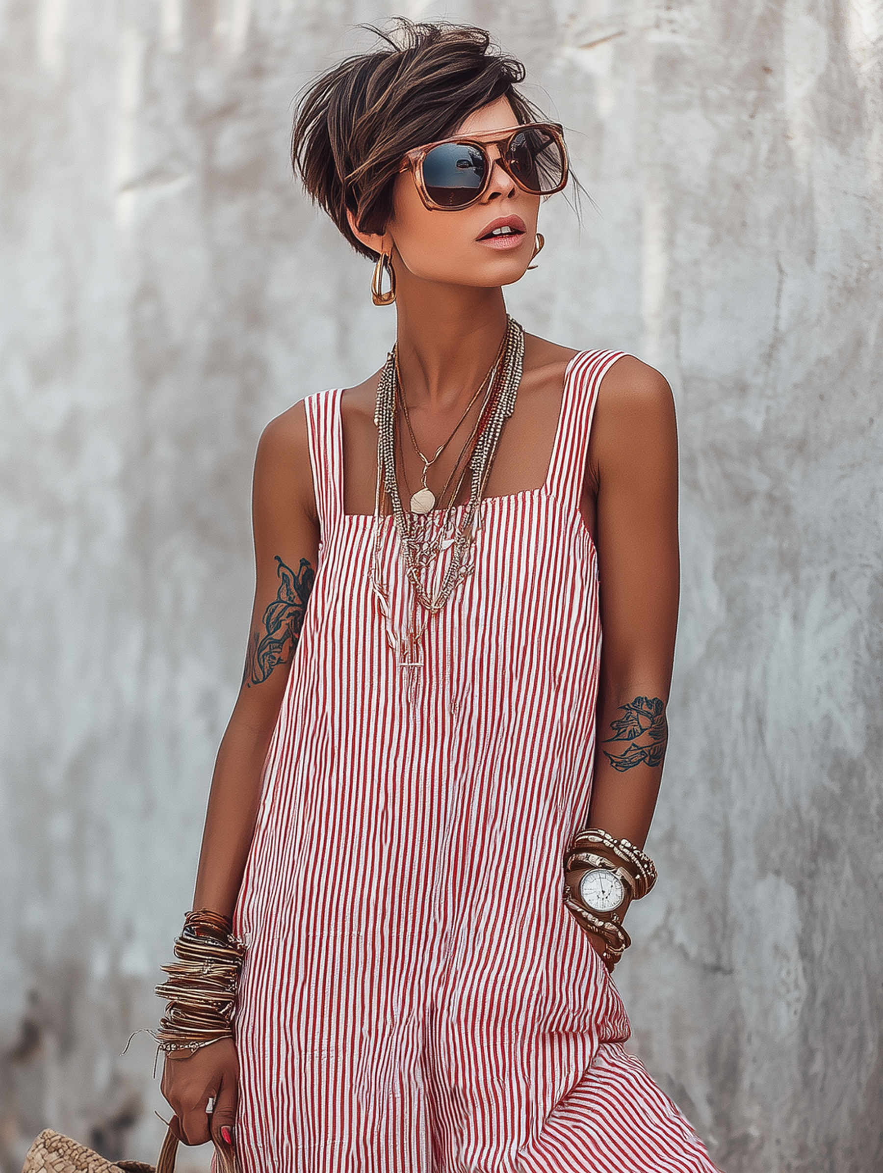 Aisha | Striped Loose-Fit Square-Neck Sleeveless