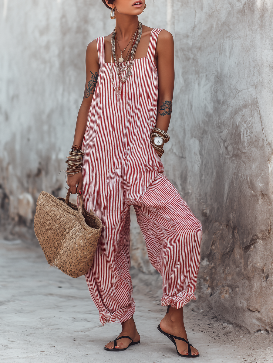 Aisha | Striped Loose-Fit Square-Neck Sleeveless