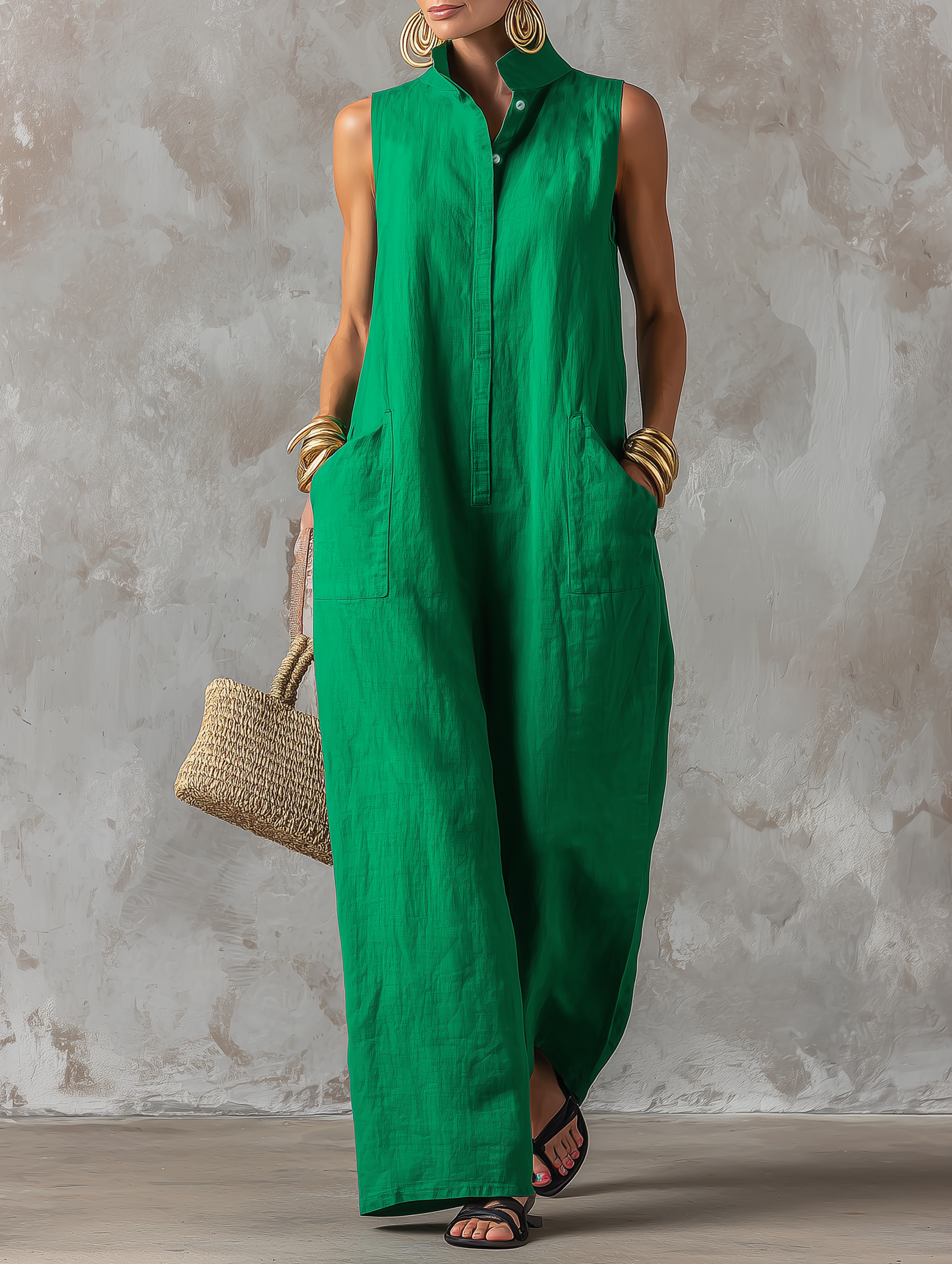 Annie | Loose-Fit Linen-Blend Jumpsuit —
