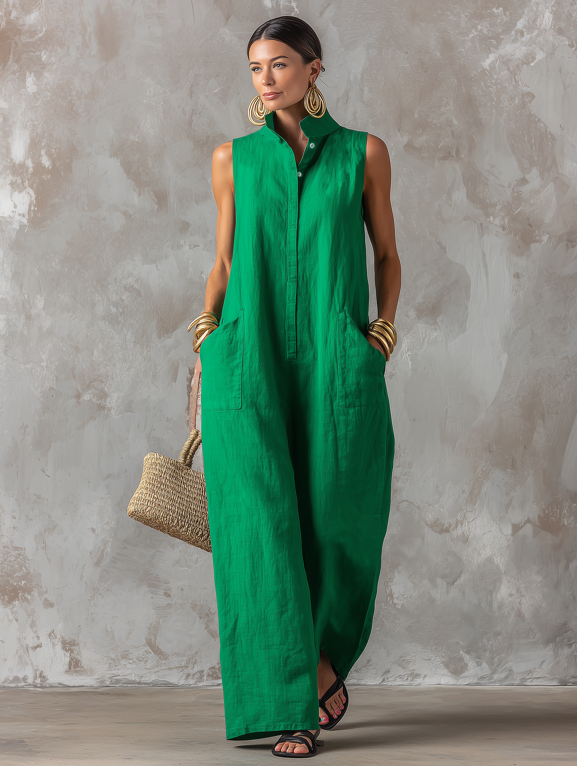 Annie | Loose-Fit Linen-Blend Jumpsuit —