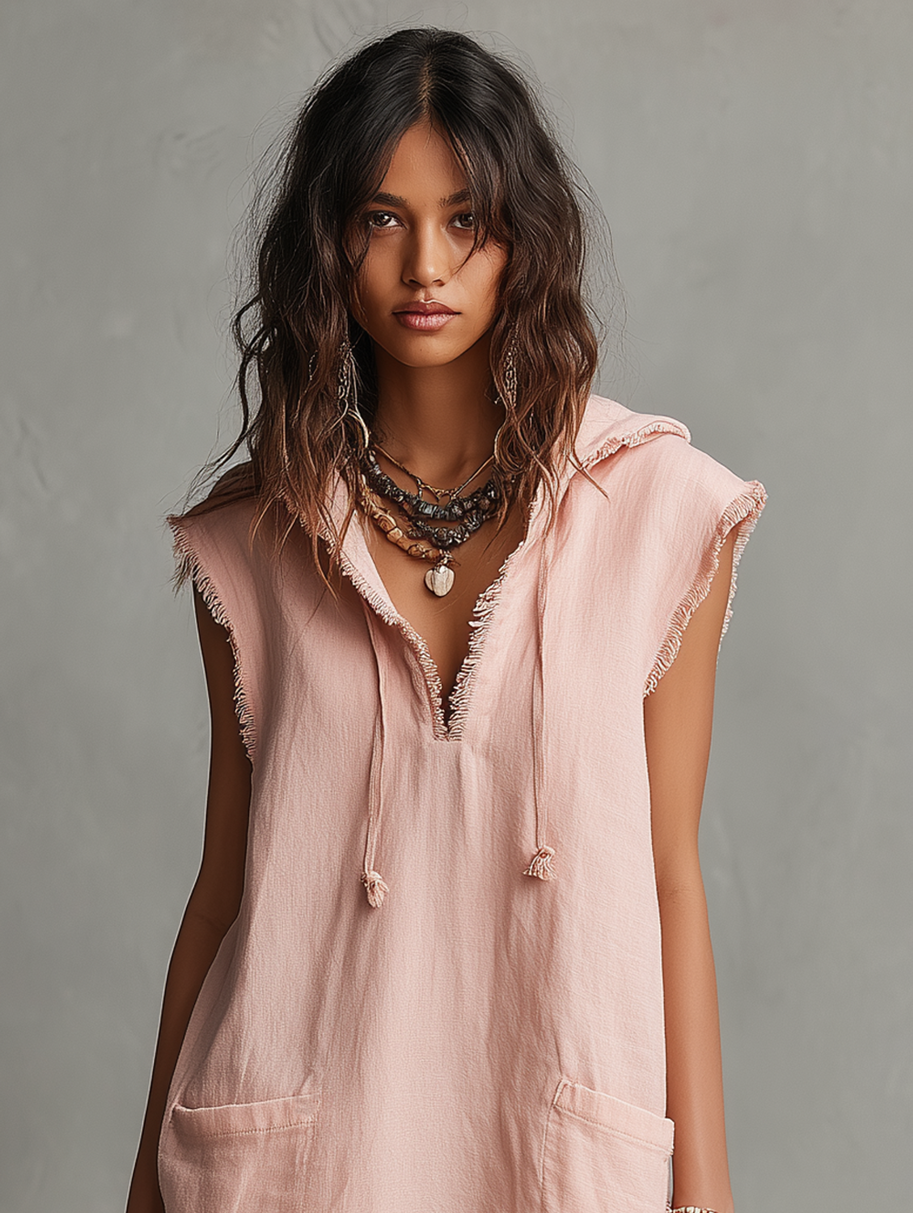 Andrea | Linen-Blend Mini Dress —