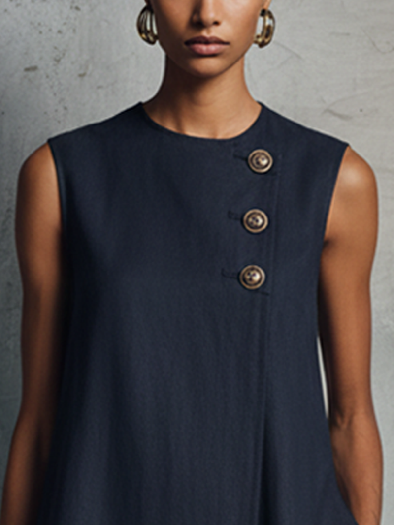 Aubrey™ Asymmetric Button Mini Dress