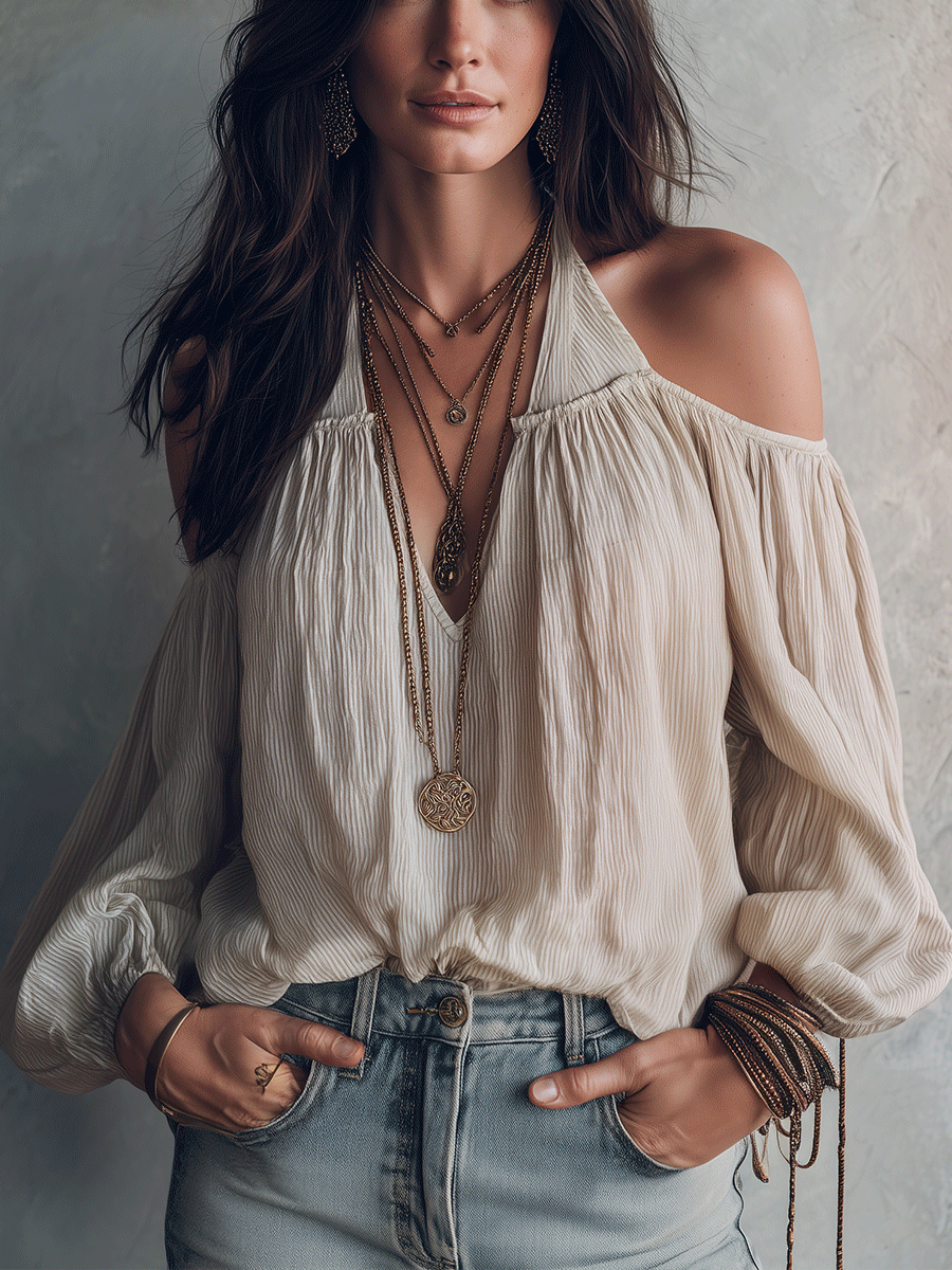 Clio | Elegant Vacation Soft Linen Halter Neck