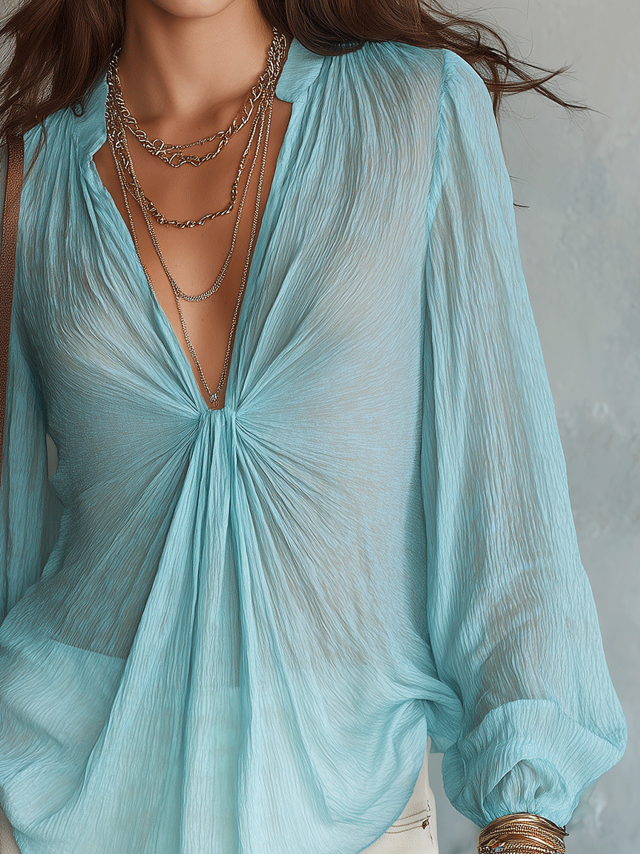 Ines | Elegant Vacation Aqua Blue Twist Front
