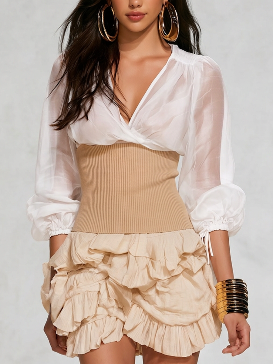 Kali | Elegant Chiffon Wrap With Ribbed Waist