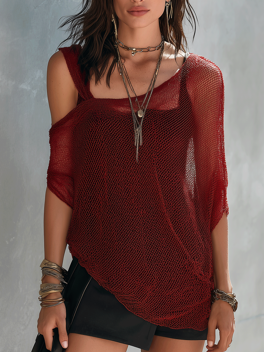 Prue | Bohemian Mesh Resort Deep Red Sheer