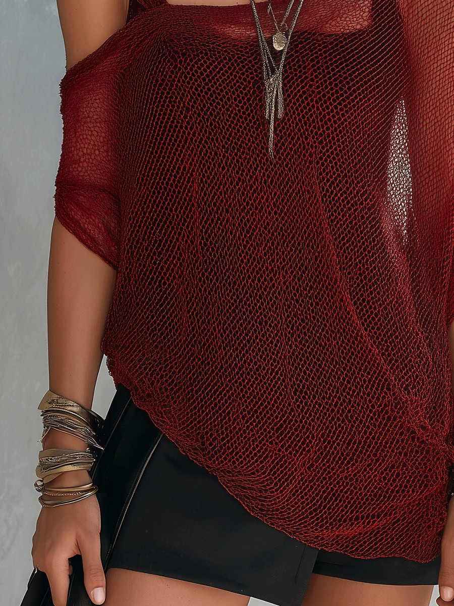 Prue | Bohemian Mesh Resort Deep Red Sheer