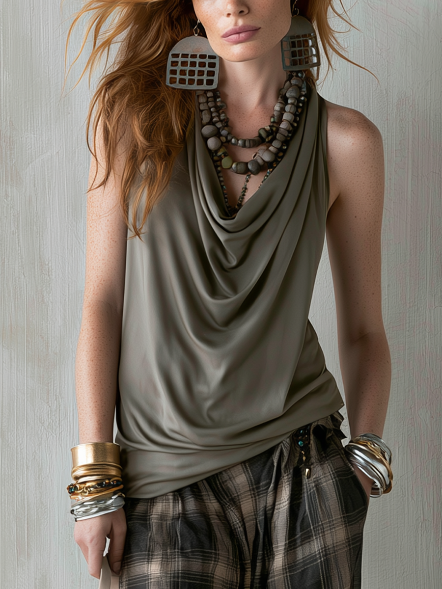 Yara | Bohemian Gray Draped Top