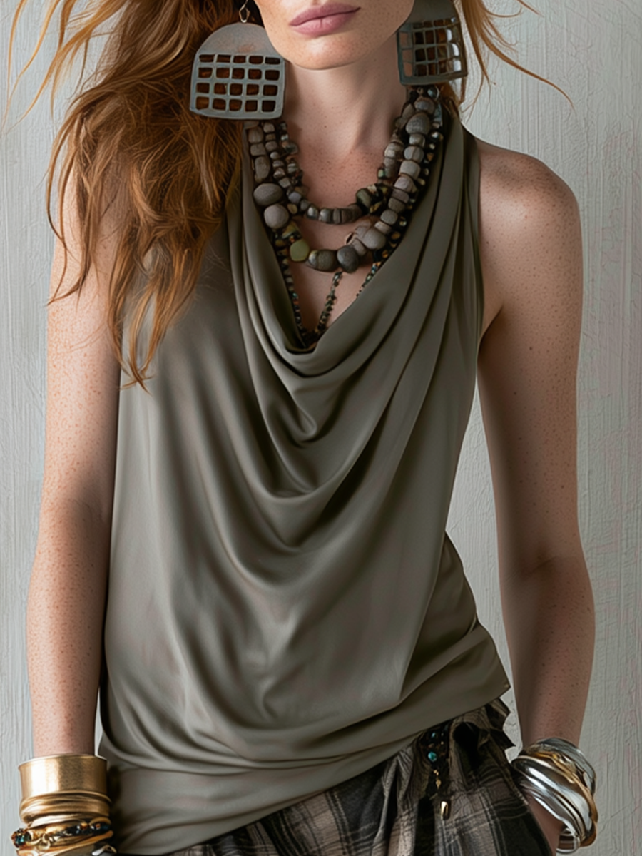 Yara | Bohemian Gray Draped Top