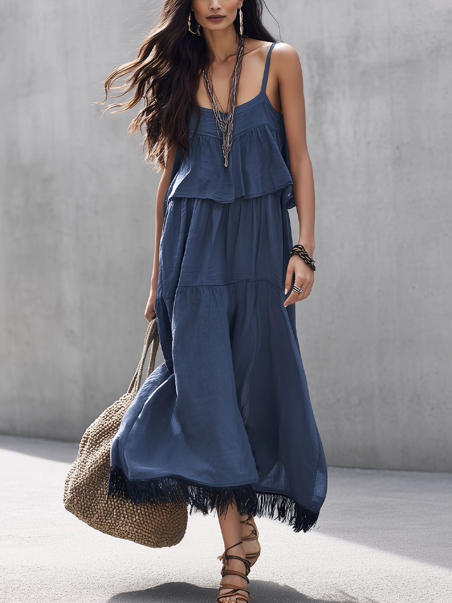 Nora | Slate Blue Tiered Cami Skirt Set