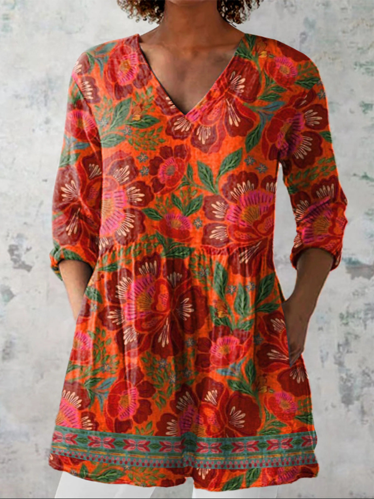 Marion™ | Long Blouse with V-Neck
