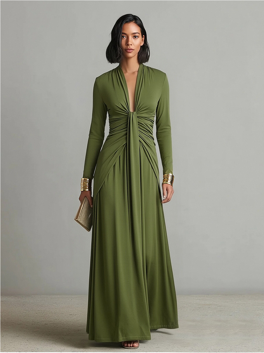 Georgia | Olive Silky Stretchy Dress