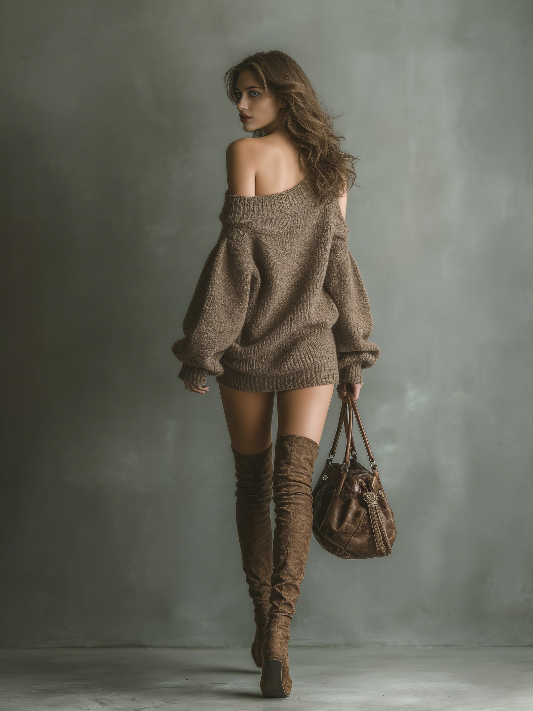 Isabel | Brown Off-shoulder Knit Mini