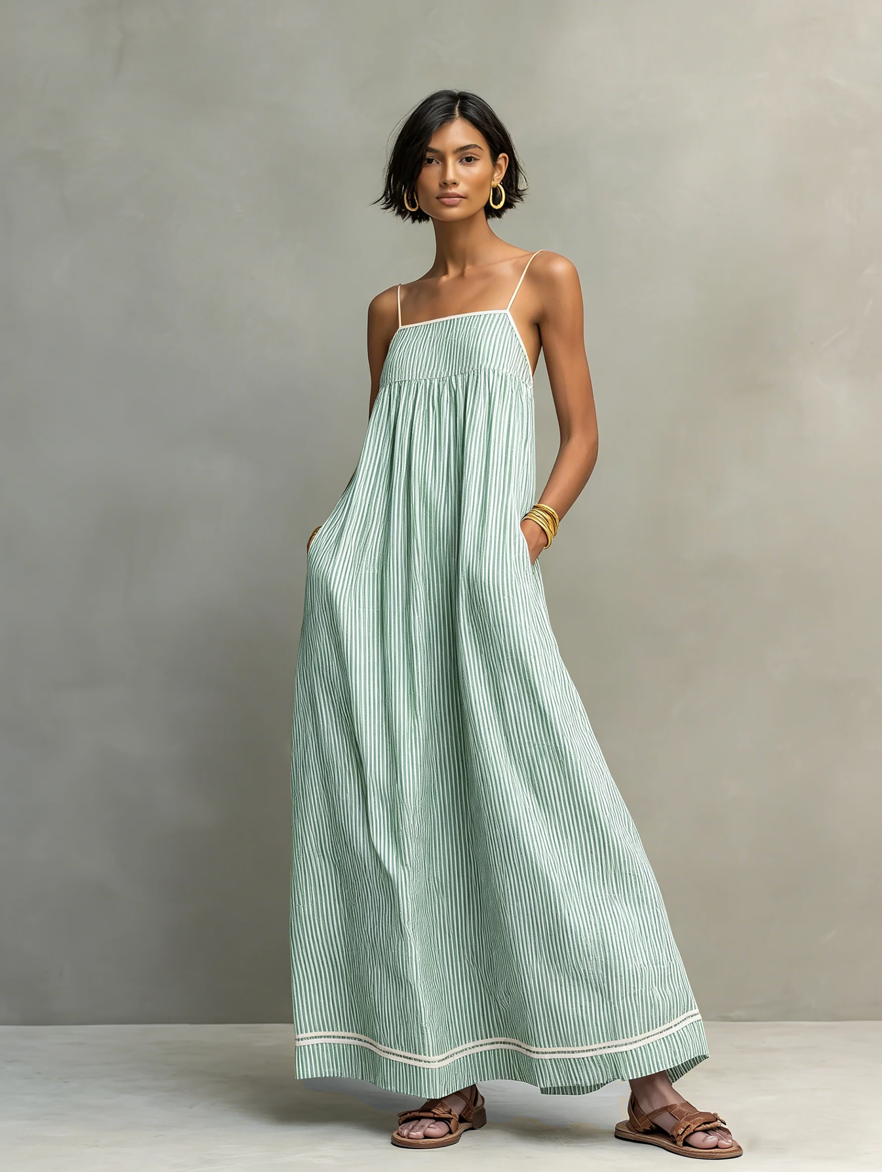 Abigail | Striped Maxi Dress Red