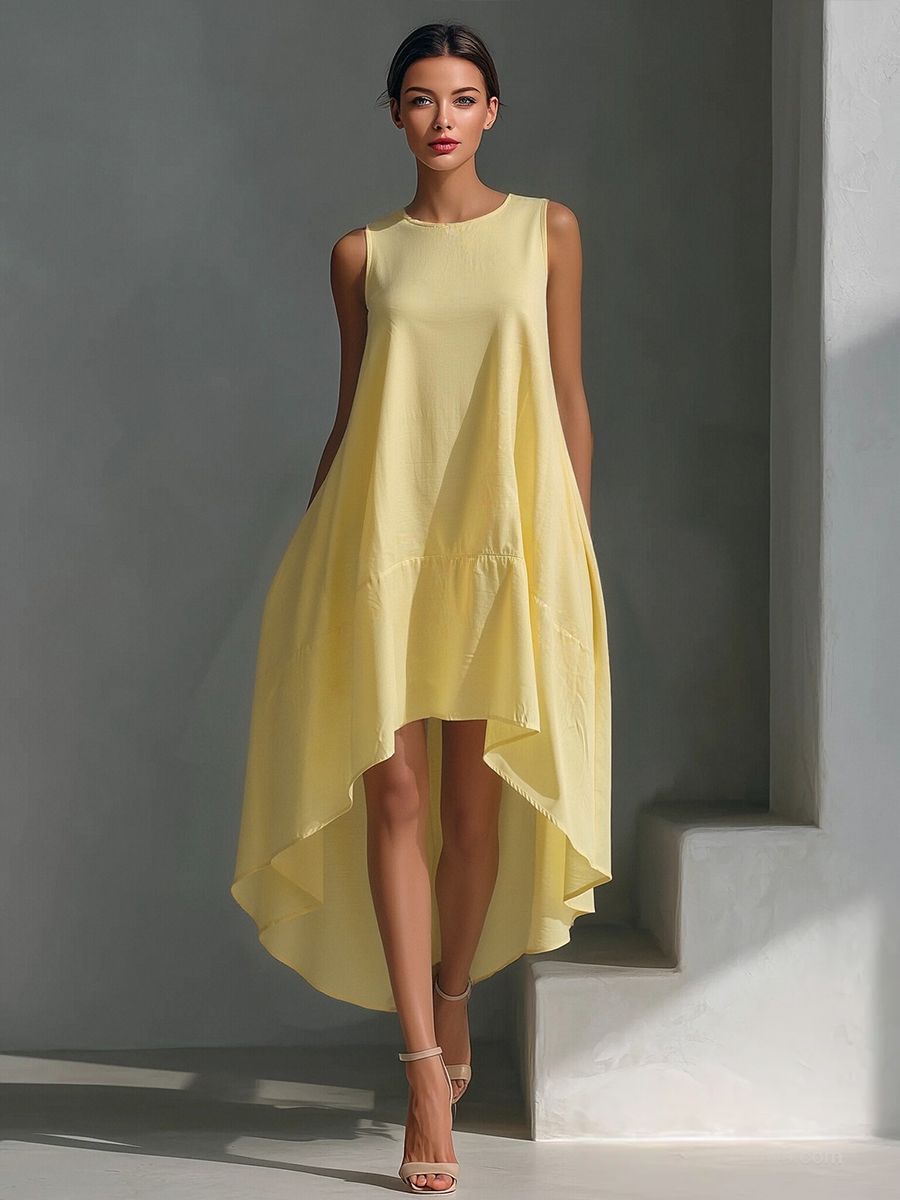 Avery | White Linen Fabric Sleeveless