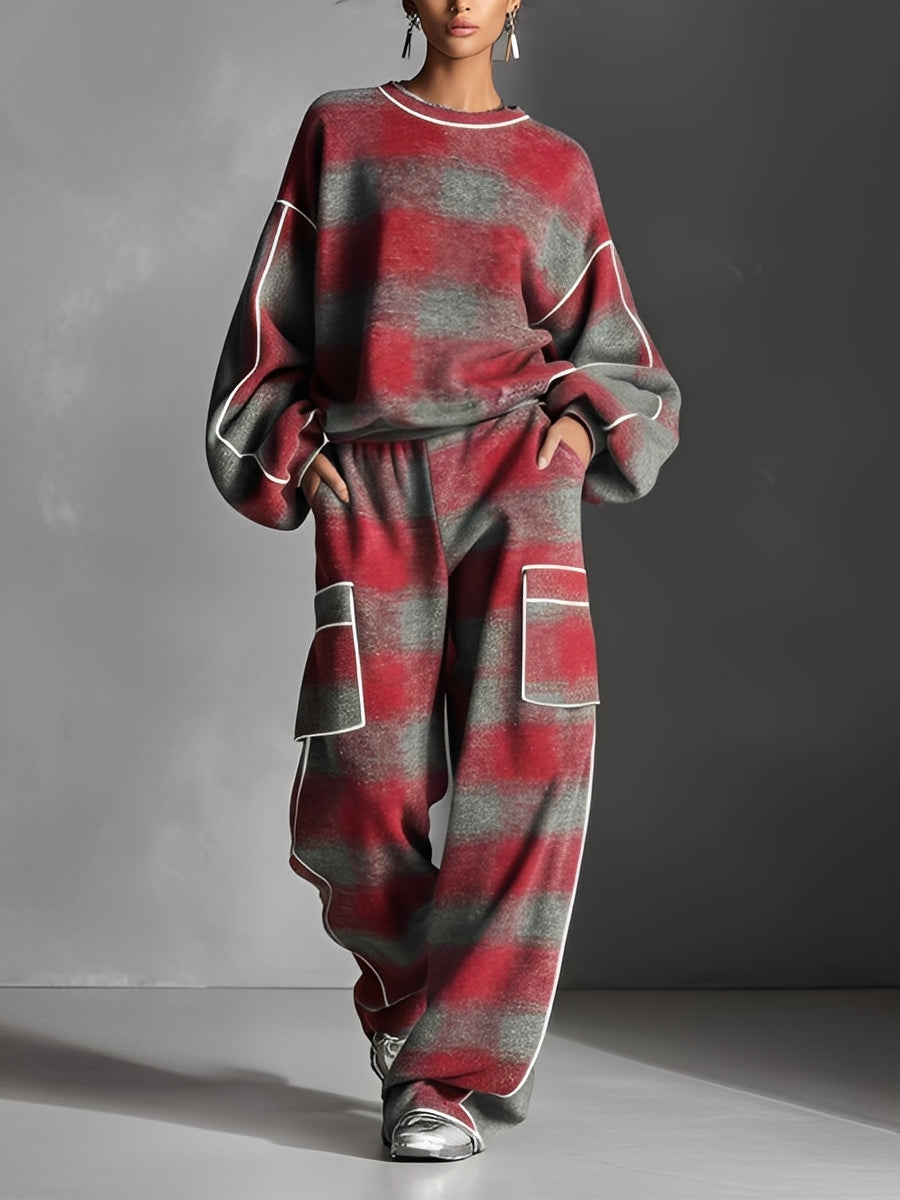 Imogen | Red Gray Plaid Brushed